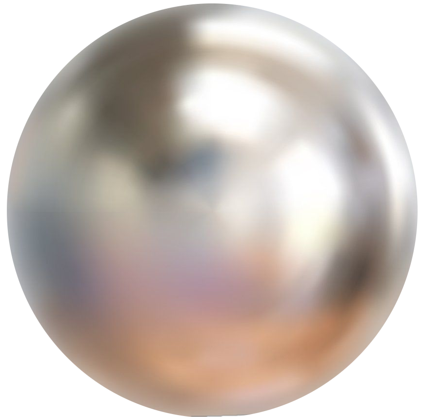 Blurred close-up of a shiny metallic ball or sphere, reflecting light.