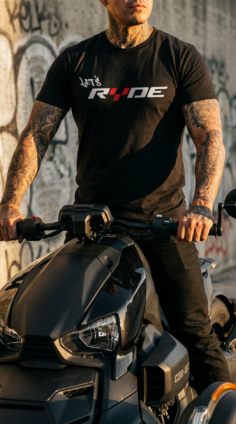 1.8, hard low sun raking across the chest at golden hour, rider on a matte-black tee-4.png