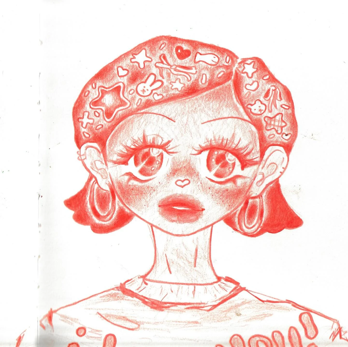 just realized i never posted the whole drawing so here she is 🍊
1. scanned with an oopsy and cut off 
2. full raw image

#prismacolorpremier #kawaiigirl #kawaiiartwork #bratstyle #orangecolor #coloredpencildrawing #sketchbooks #decoden