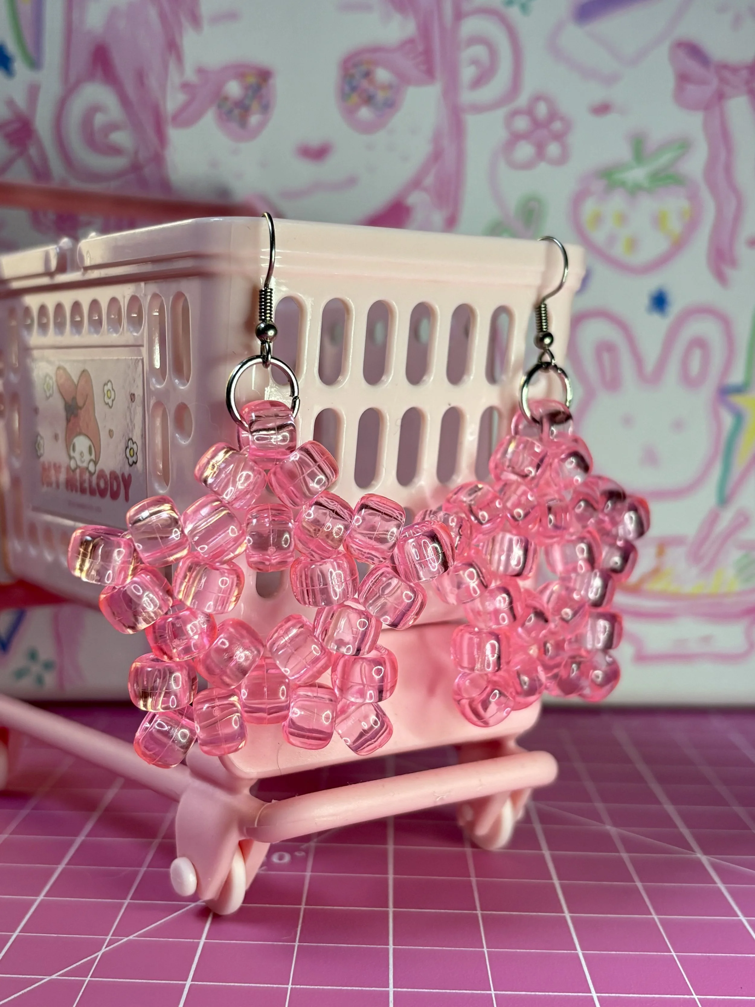 pink star earrings