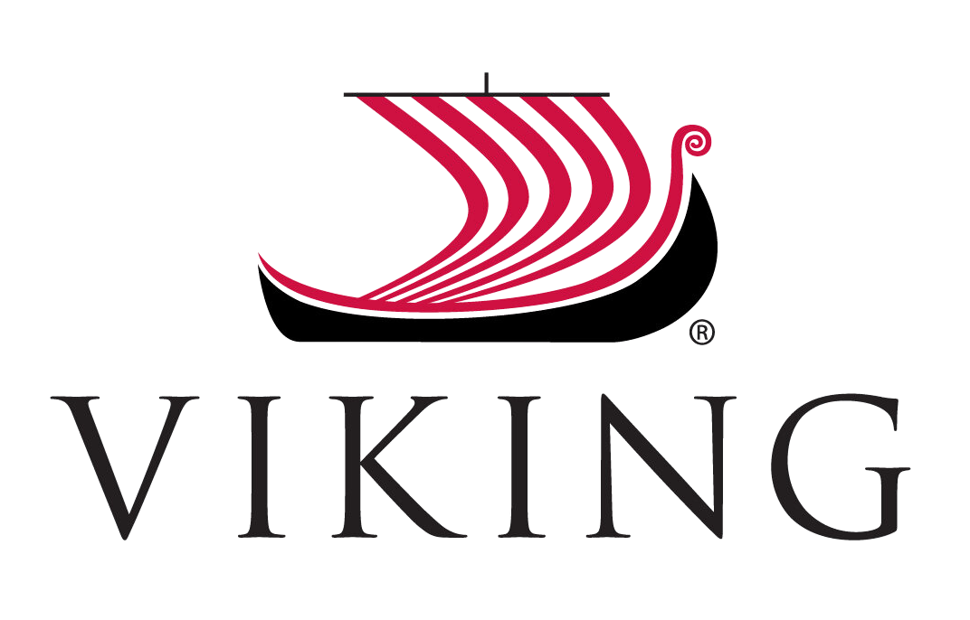 VIKING logo with red stylized Viking ship graphic above the word VIKING in black capital letters.