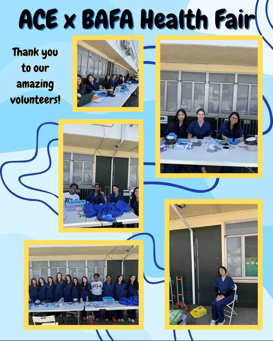 🌟 ACE x BAFA Health Fair 🌟 RECAP

Huge thank you to BAFA UCLA for inviting us to their 3rd annual Spring Health Fair in collaboration with SERVE LA! 💙

Our ACE volunteers were honored to provide health screenings, share educational resources, and 