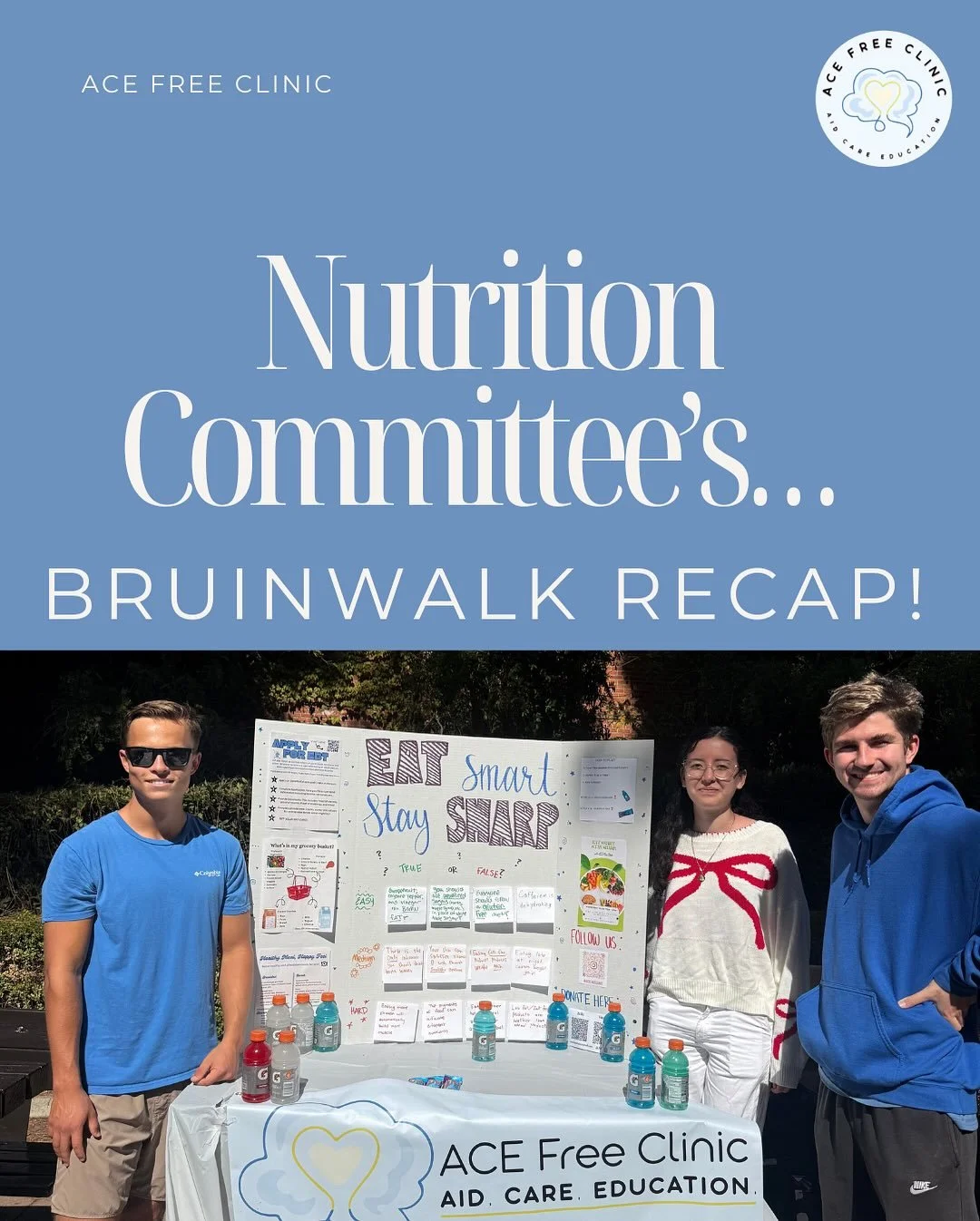 Thank you to everyone who stopped by the Nutrition Committee&rsquo;s table on Bruinwalk! We loved spreading awareness about healthy nutrition while also giving away some fun snacks! 🧃🍽️ Thank you to our ACE volunteers &amp; keep a look out for our 
