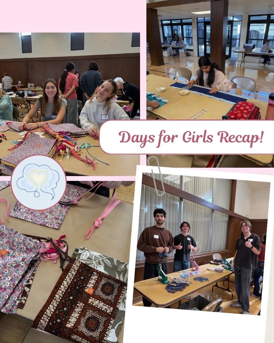 first recap post of 2026 ‼️ thank you to everyone who attended our Days for Girls event today 💗 we appreciate all of your hard work and hope to see you at future events like this 🫶🏻🫶🏻
