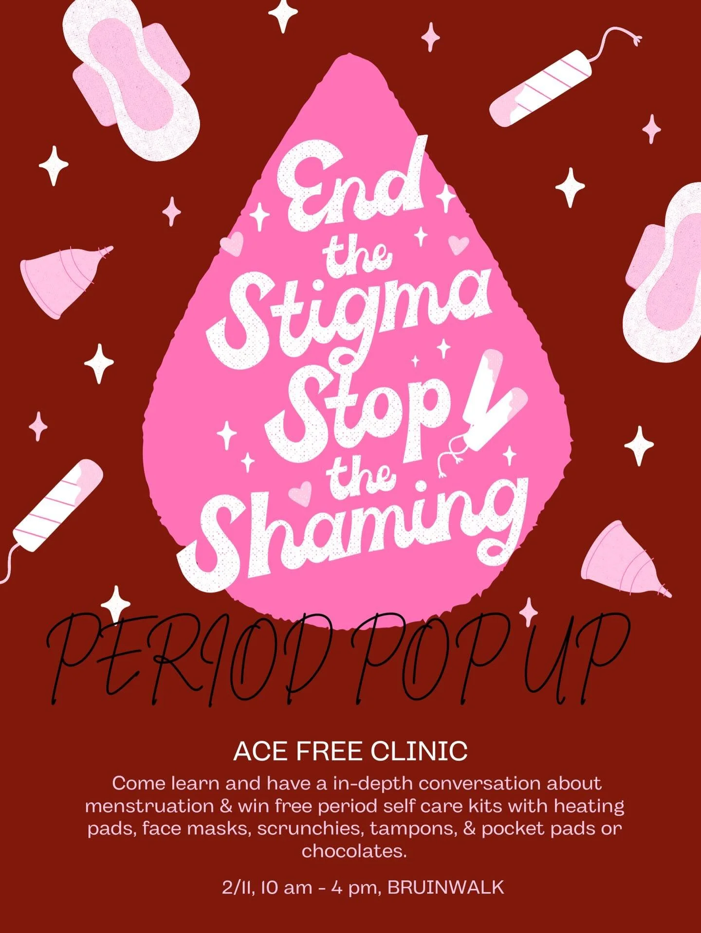 Our first Bruinwalk event of the quarter ‼️ Stop by to support our Women&rsquo;s Health Committee and their Period Pop-Up ❤️ Enjoy free goodies and talk to some ACE members 🤗 Be at Bruinwalk today from 10 am - 4 pm, see you there ❤️❤️