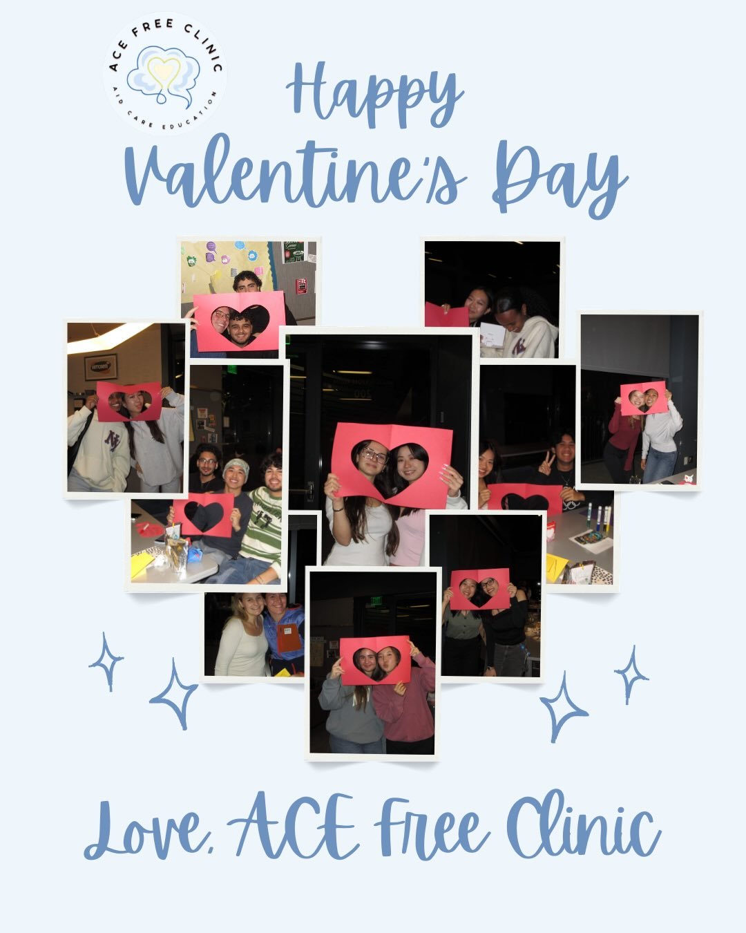 Happy Valentine&rsquo;s Day from ACE Free Clinic 🫶🏻🫶🏻 We love all of our volunteers 💙 Thank you to everyone who came to our Valentine&rsquo;s social, we hope you enjoyed it! Just remember, if you don&rsquo;t have a valentine, ACE is there (even 
