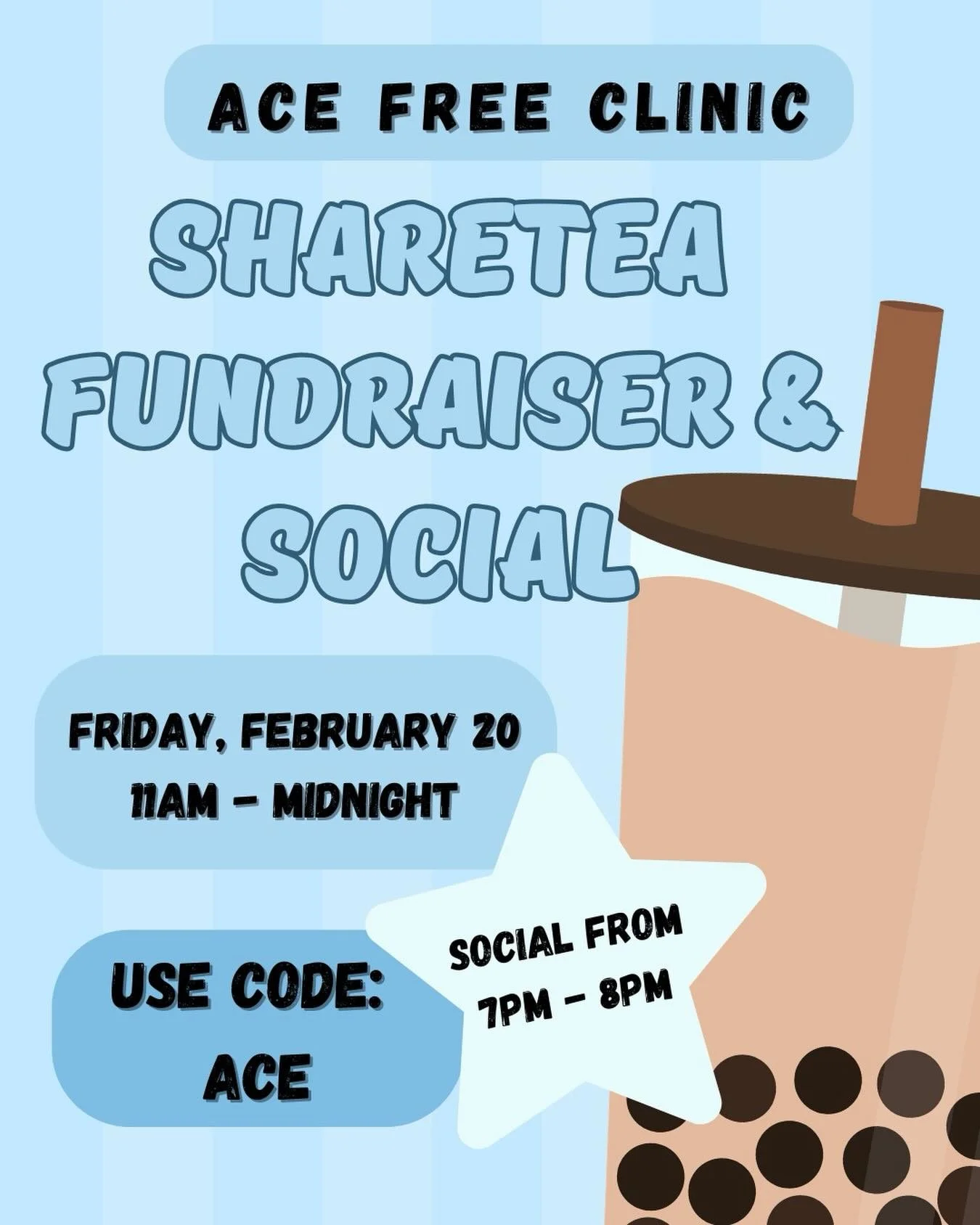 In need of a yummy Friday sweet treat? Want the chance to talk to ACE members and officers about recruitment? Come to our ACE social tomorrow at ShareTea 🤩🤩 Go anytime throughout the day and use the code &ldquo;ACE&rdquo; at checkout! Orrrr join AC