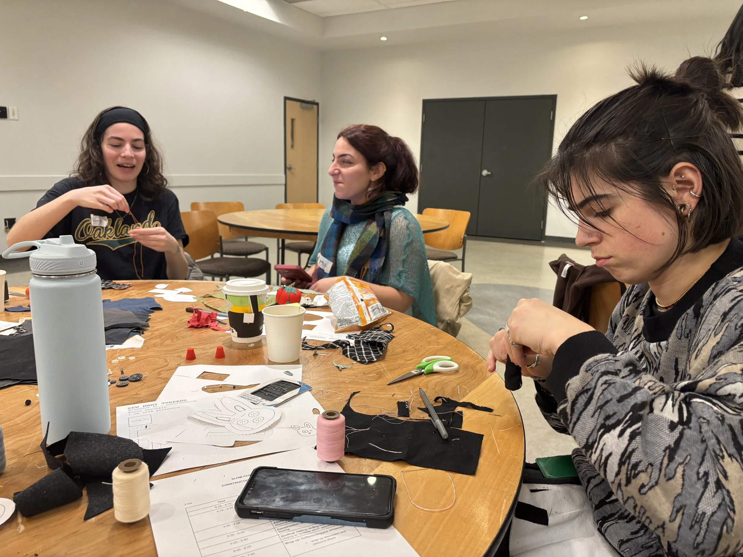 Participants working on prepared activity for learning how to follow a basic pattern.