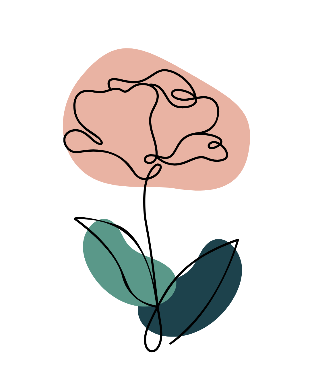 Illustration of a minimalist flower with shapes to show depth.