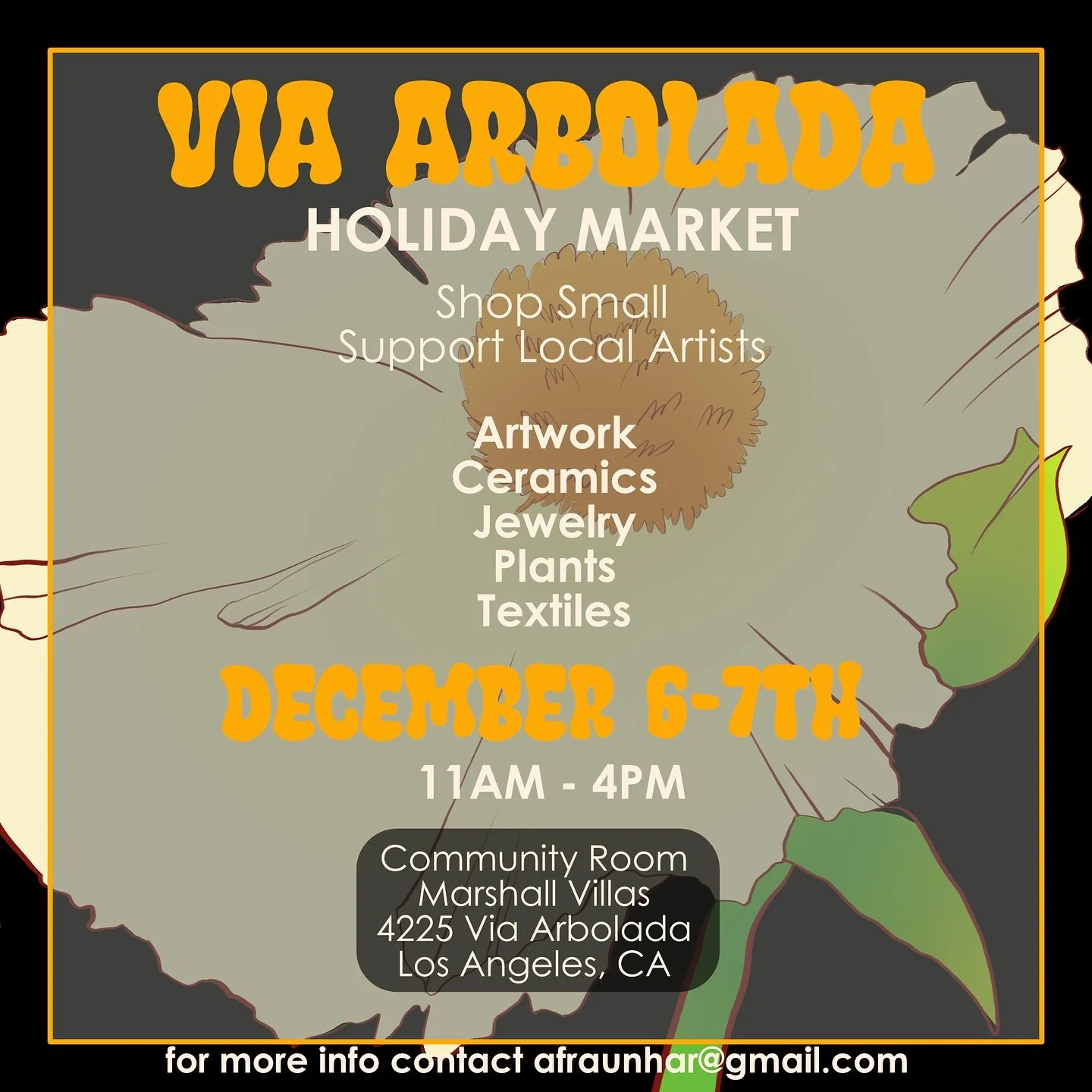 Looking for gifts with heart? 💖 
Come shop our cozy holiday market and discover handmade goods from incredible local women. 

Easy parking. Free admission. 

Hope to see you there! 

#ShopLocalLA #WomenOwned #HolidayMarket #handmademarket #shopsmall