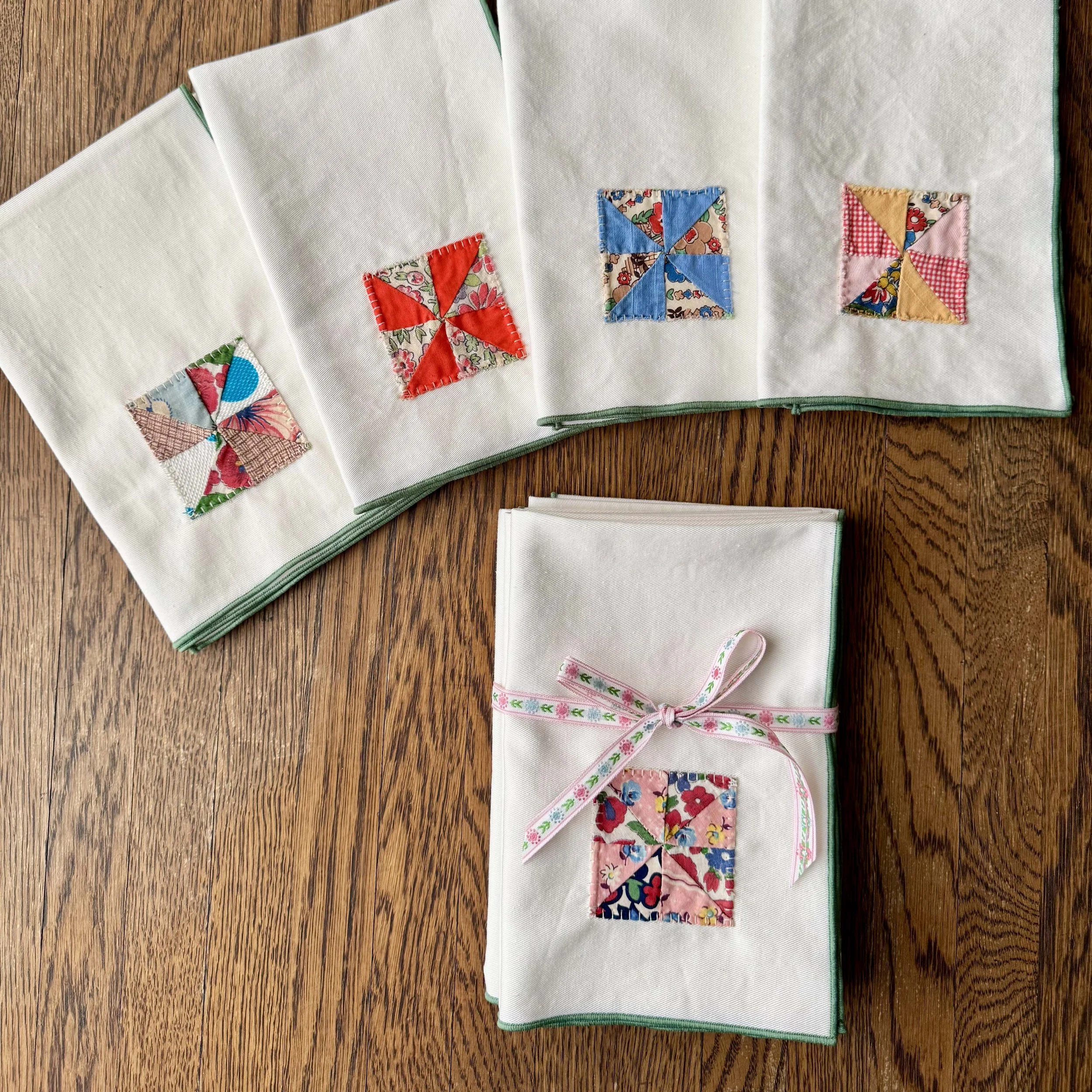 Vintage Pinwheel Quilt Block Napkins