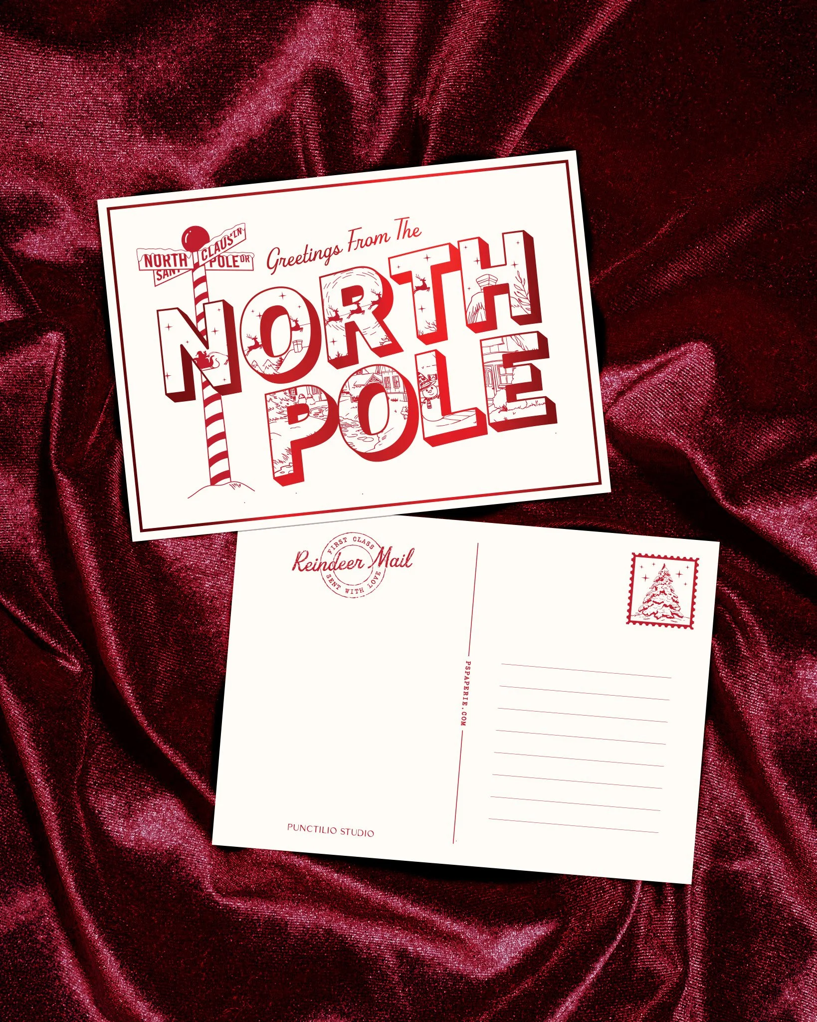 North Pole Foil Postcard (Set of 10)