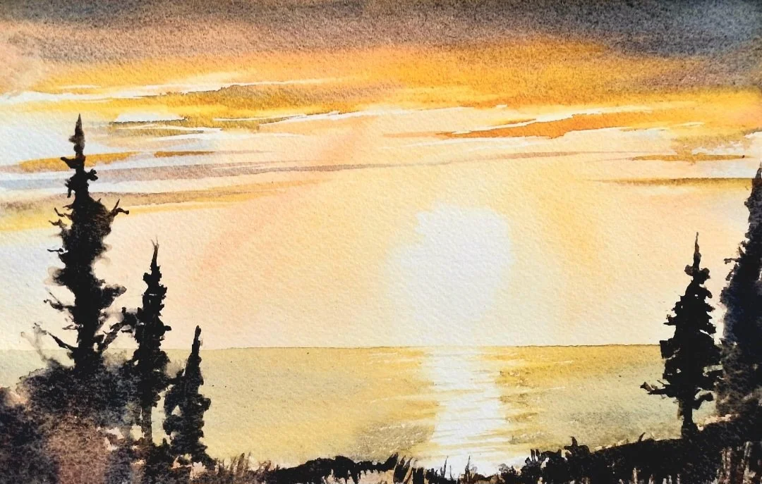 Watercolor Wonders: Exploring the Basics of Watercolor Landscape Painting at Camp Ocean Pines in Cambria.