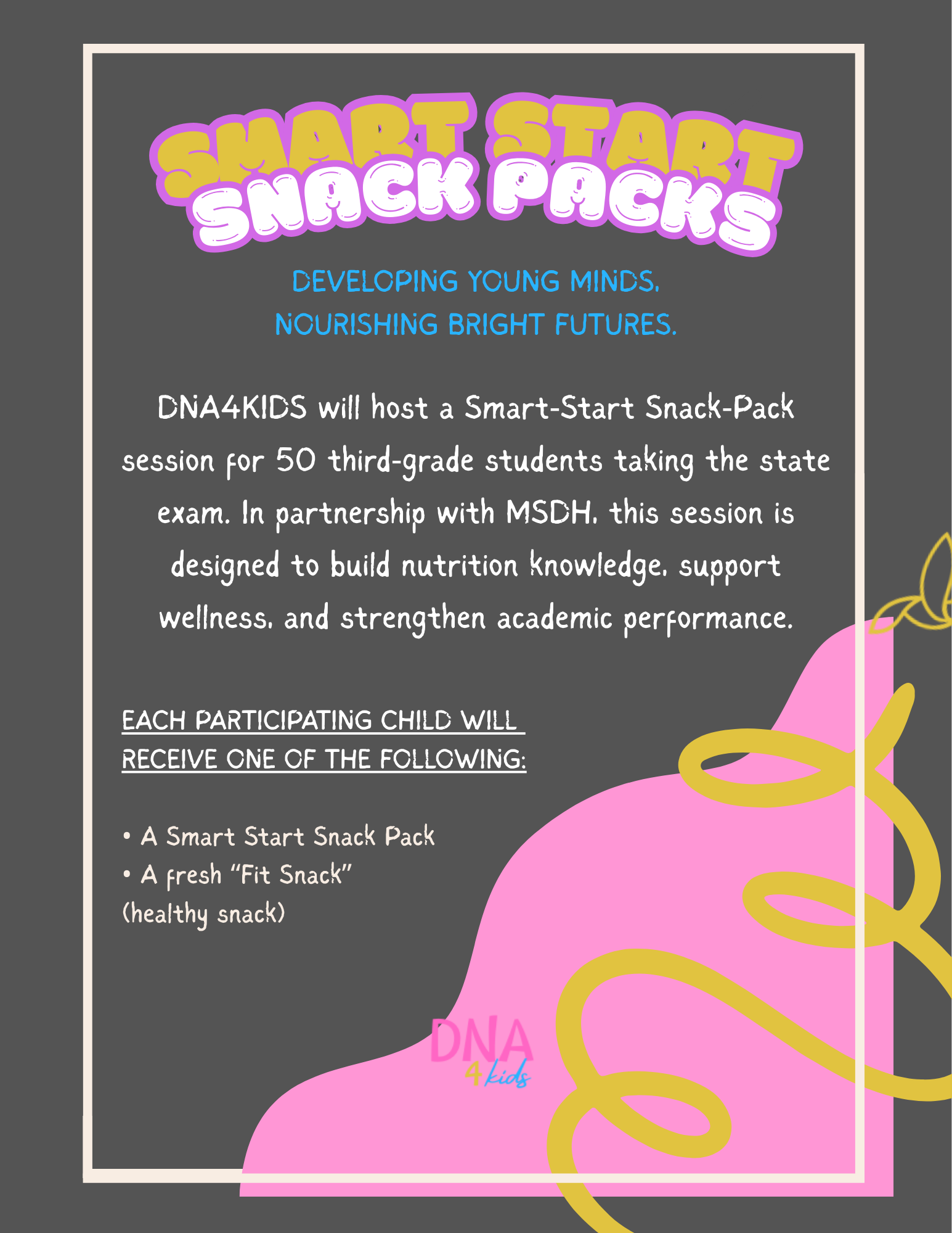 Smart|Start snack-Pack Willie Morris Library Tutoring Pop-Up