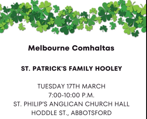 Melbourne Comhaltas Patrick’s Day Hooley 