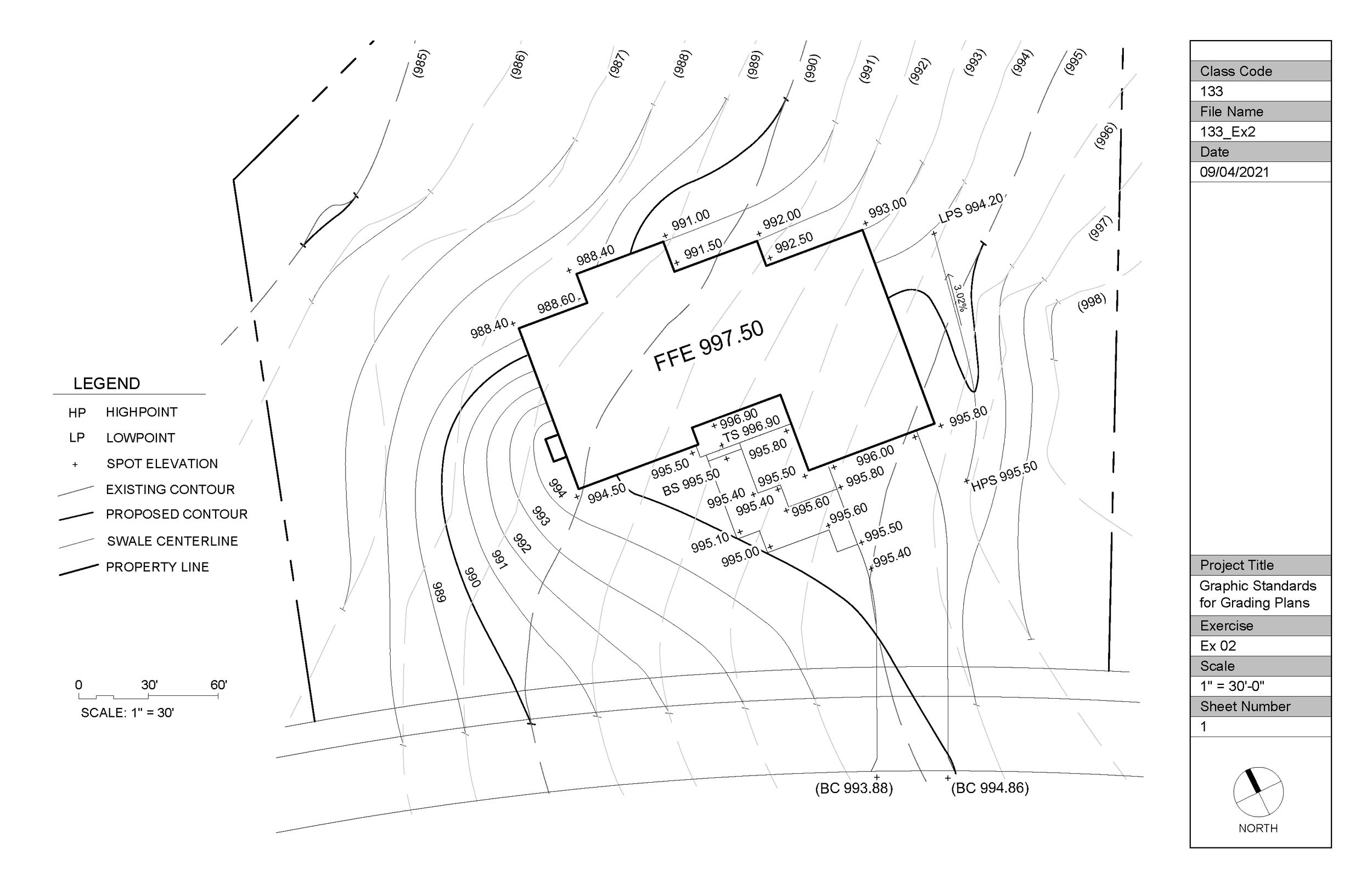 Conceptual grading plan for a house