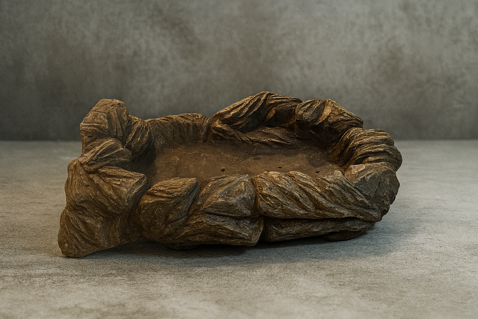 Naturalistic Bonsai Vessel | Stonebraid Hollow 14.5 x 8.5 x 4.5 inches