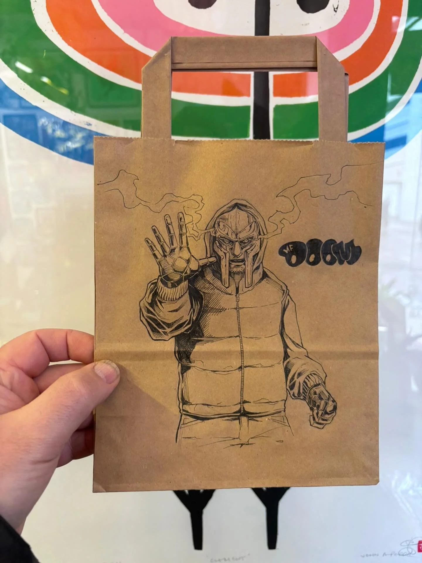 How amazing is this hand drawn MF Doom piece by @yellowbonesillustration ? 

Our friends at @gravelpit_shop have this mindblowing bit of art in store at Leah&rsquo;s Yard today, and they&rsquo;ll be giving it away to one lucky customer.

Pop down to 