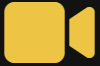 A black icon of a video camera on a yellow background.