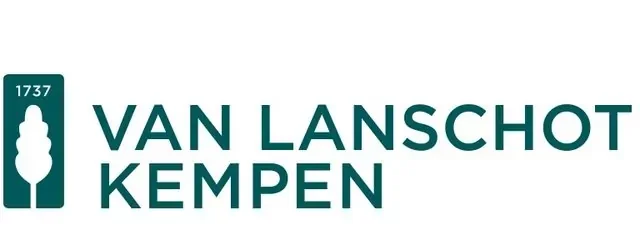 Logo for Van Lanschot Kempen bank featuring a white stylized tree on a teal background with the year 1737.