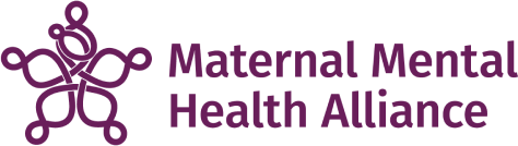 Logo of Maternal Mental Health Alliance with purple butterfly design and text
