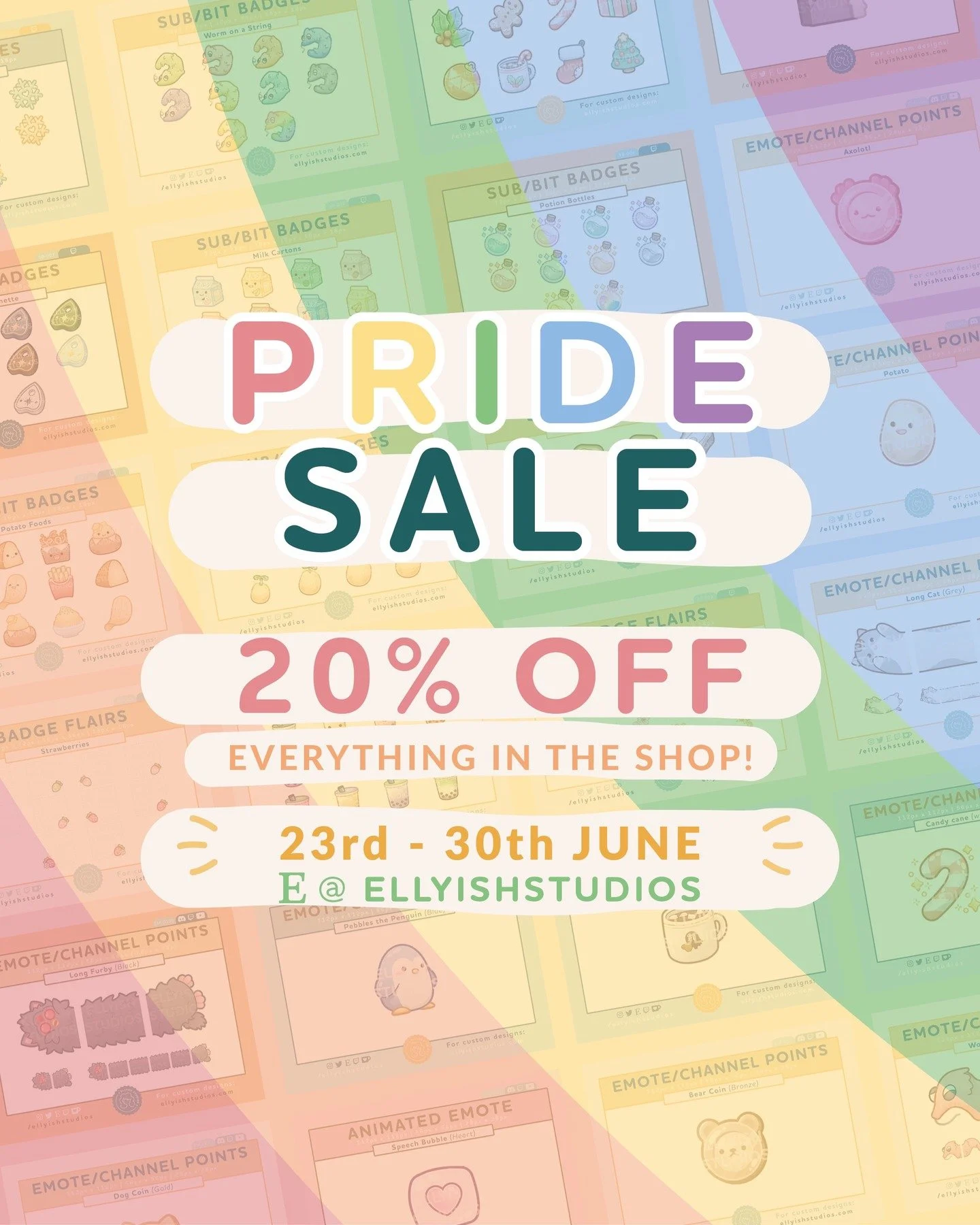 It's not a Pride month for me without holding on my my biggest sales of the year! 🌈 Do you stream, or know someone who does? There's hundreds of emotes (animated and static), sub badges, overlays, panels, animated streaming packages and more over on