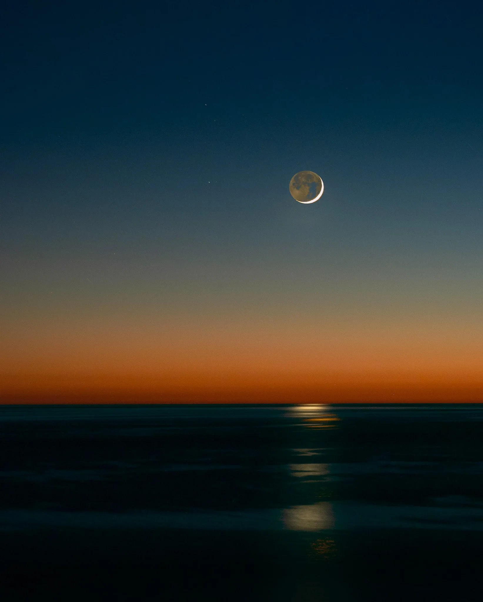Crescent Moon and Earthshine Over the Gaviota Coast