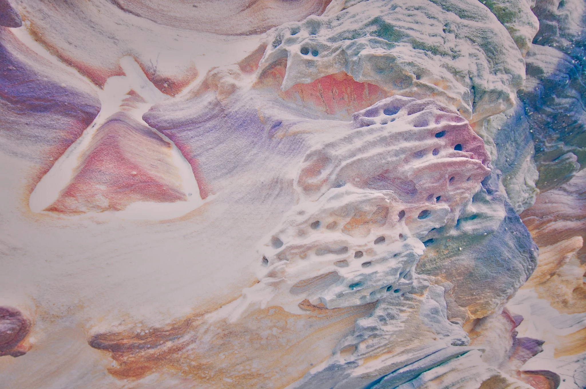 Sculpted Sandstone: Pastel Textures Along Bondi Beach