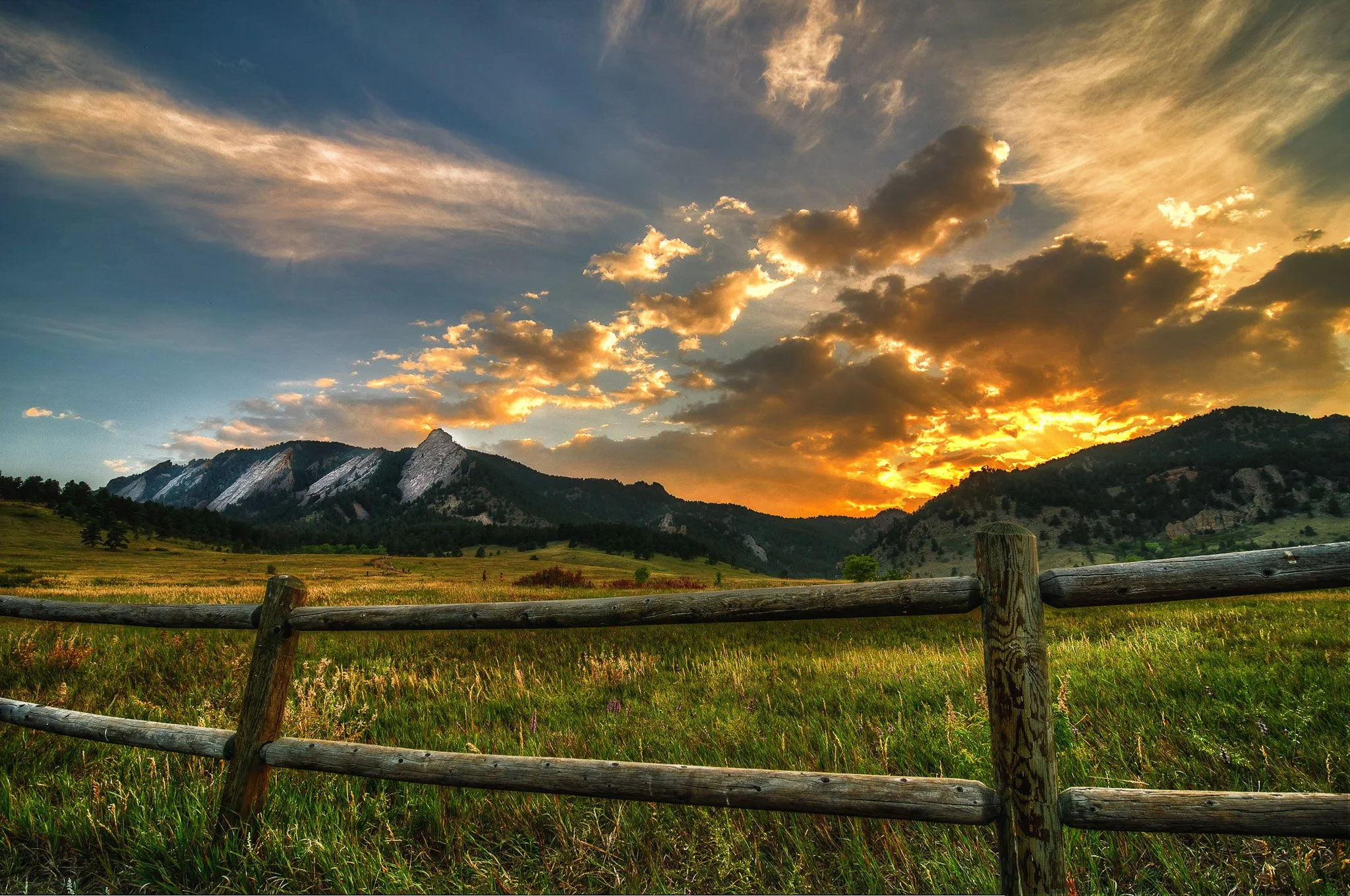 Sunset Over the Boulder Flatirons from Chautauqua Park