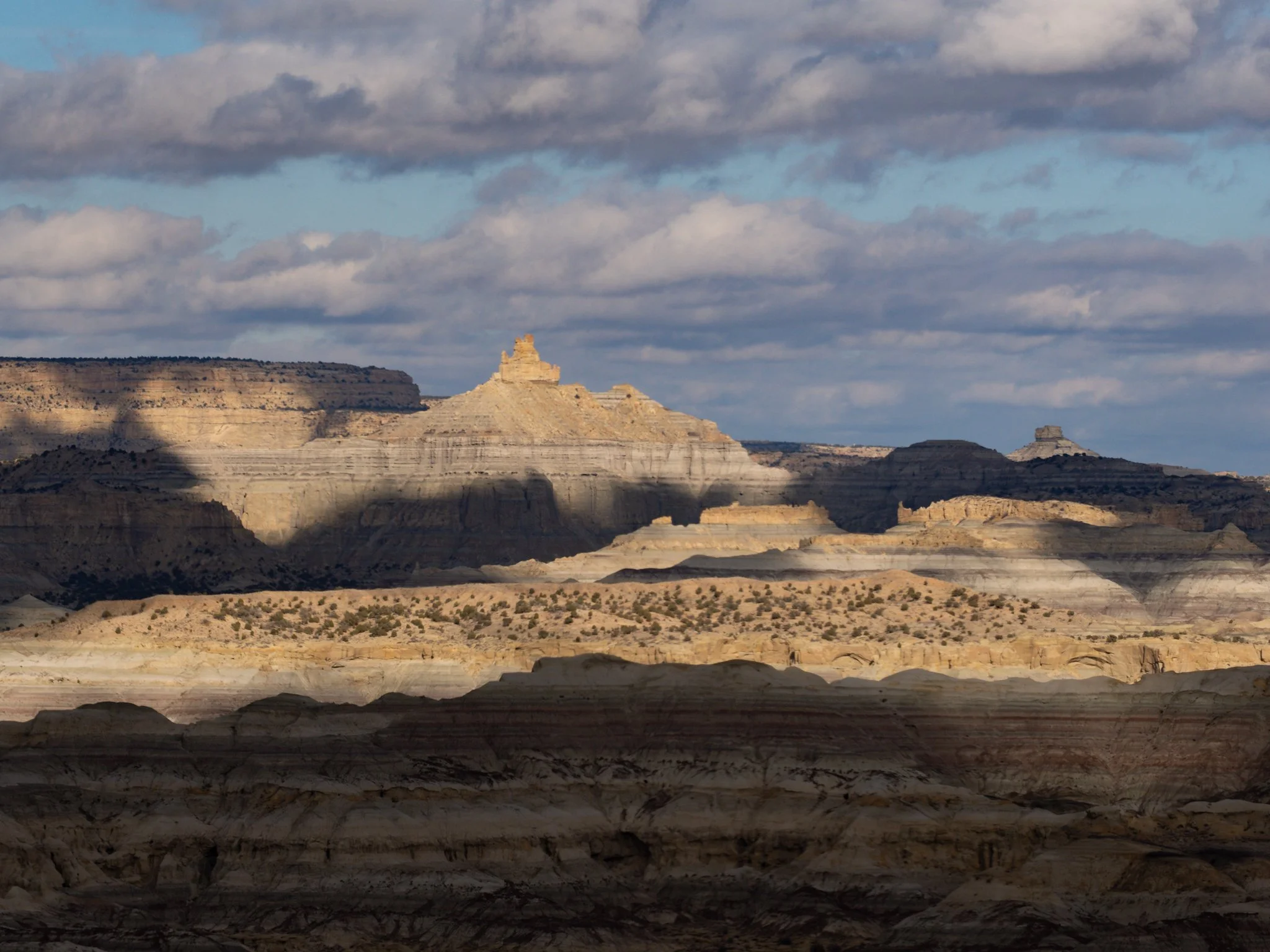 View of Angel Peak from a viewing area looking across the Lybrook Badlands in the San Juan Valley of New Mexico