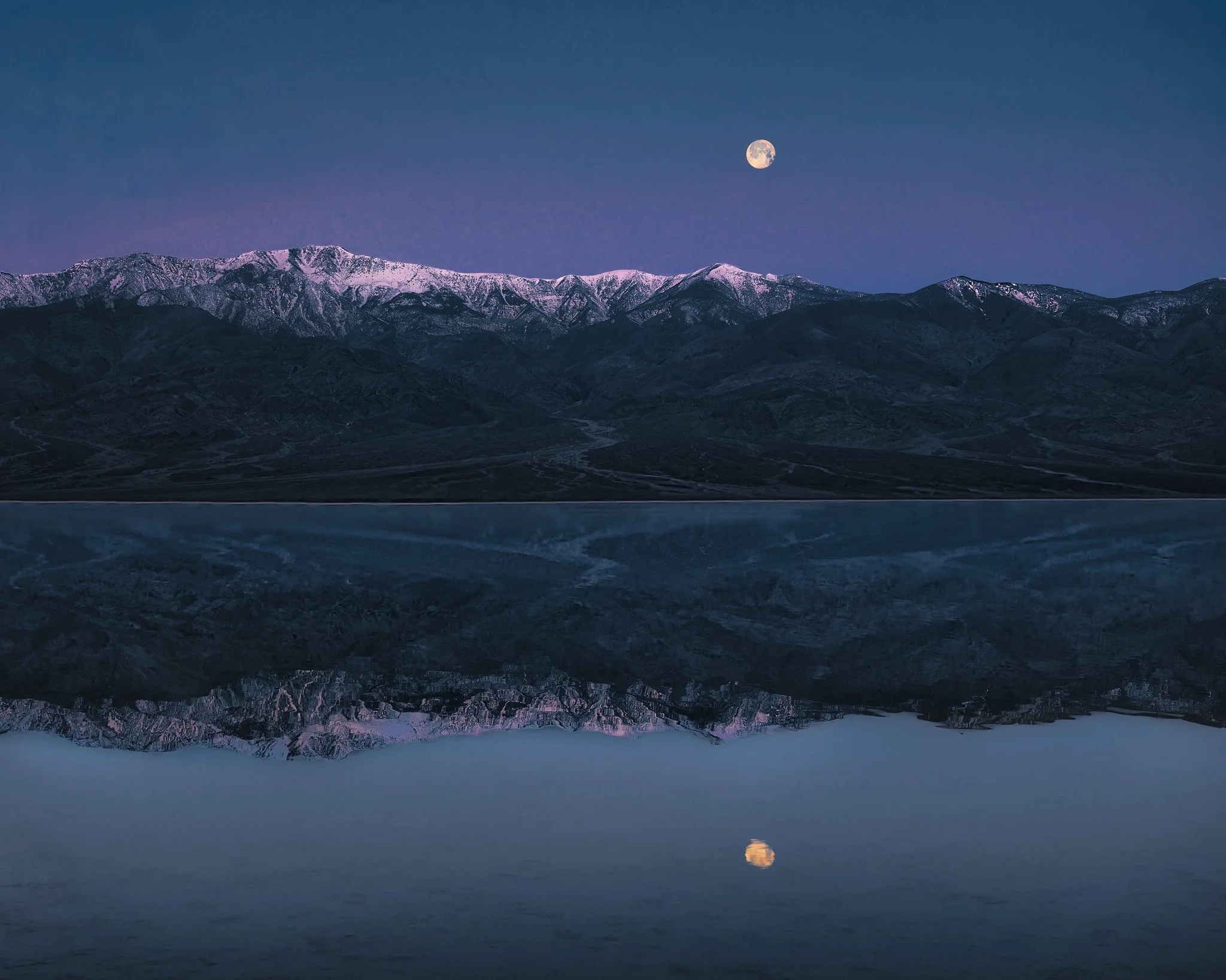 Reflections on Lake Manly: Full Moon Over Death Valley
