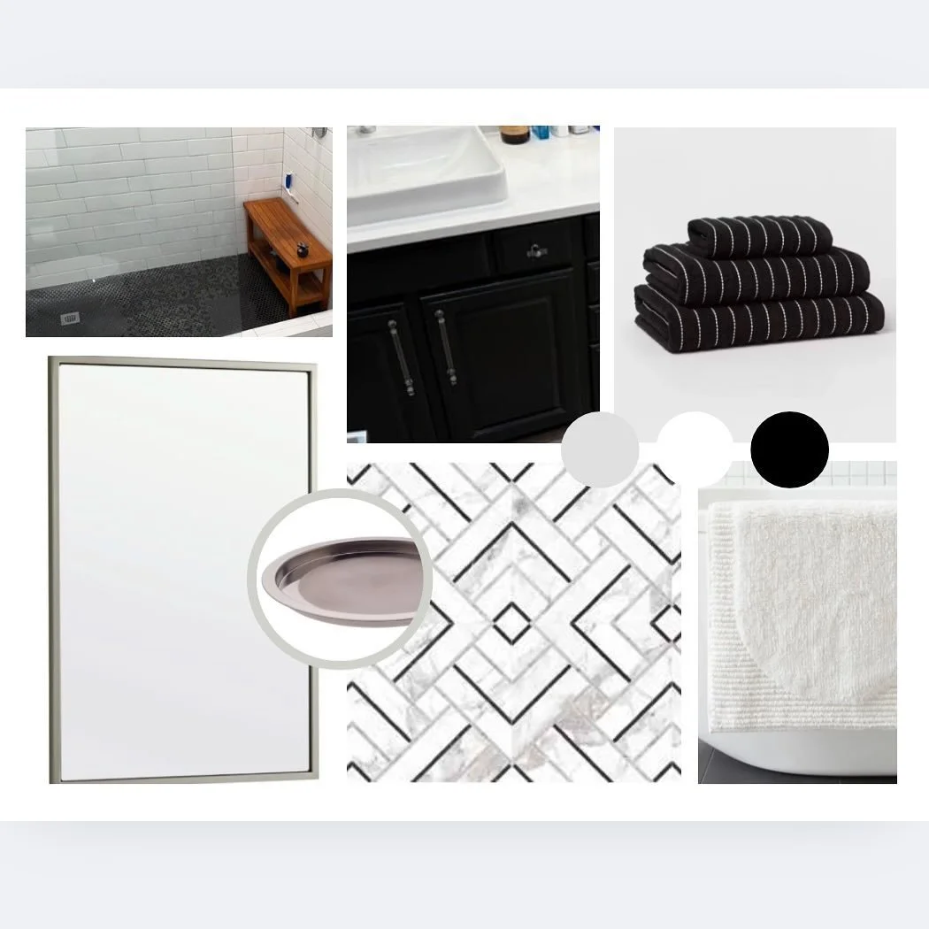 A goal for 2025 is to use more pattern. I think this Midtown Condo bathroom is off to a good start. #comingsoon #bathroomrenovation #midtownatlanta #patternplay #moodboard #tilepattern