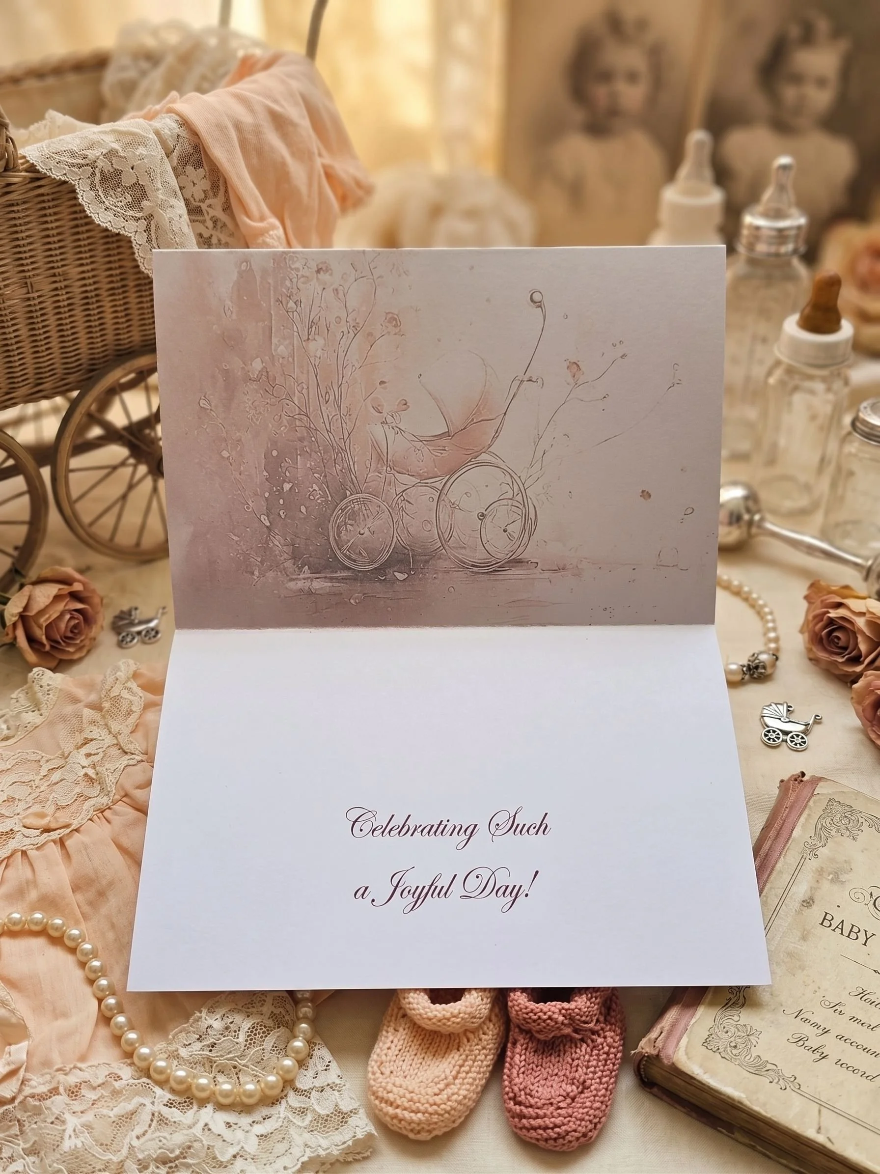 Open baby card displaying Celebrating Such a Joyful Day verse.jpg