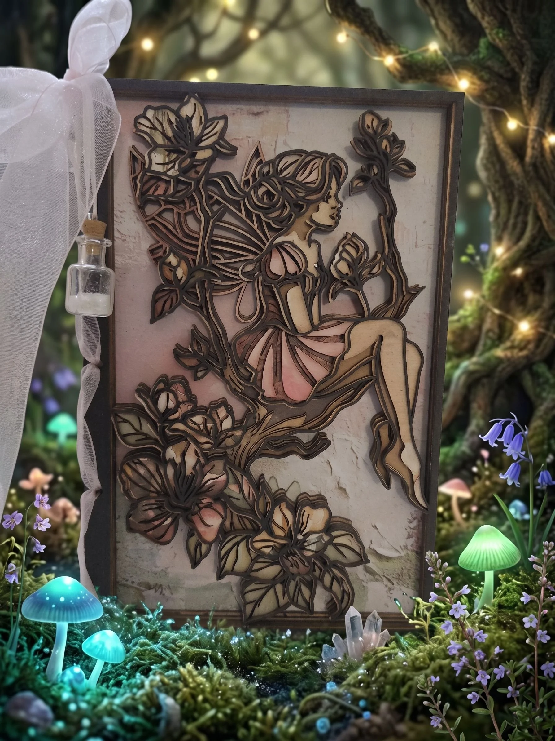 Handmade fairy card in mossy woodland setting.jpg