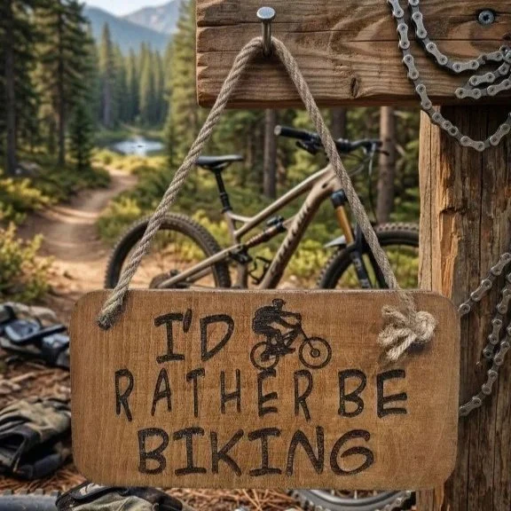 Double-sided+wooden+I%27d+rather+be+mountain+biking+sign+with+oak+stain..jpg
