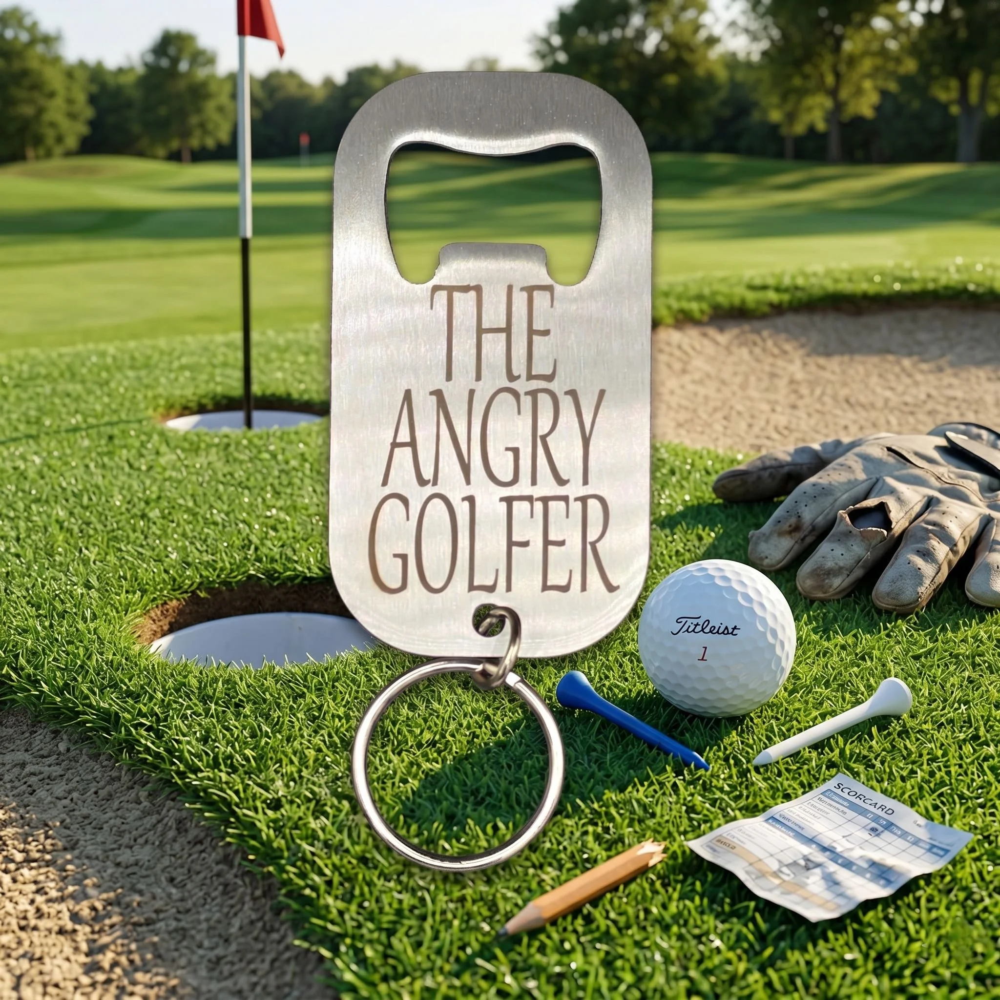 "The Angry Golfer" Engraved Stainless Steel Bottle Opener