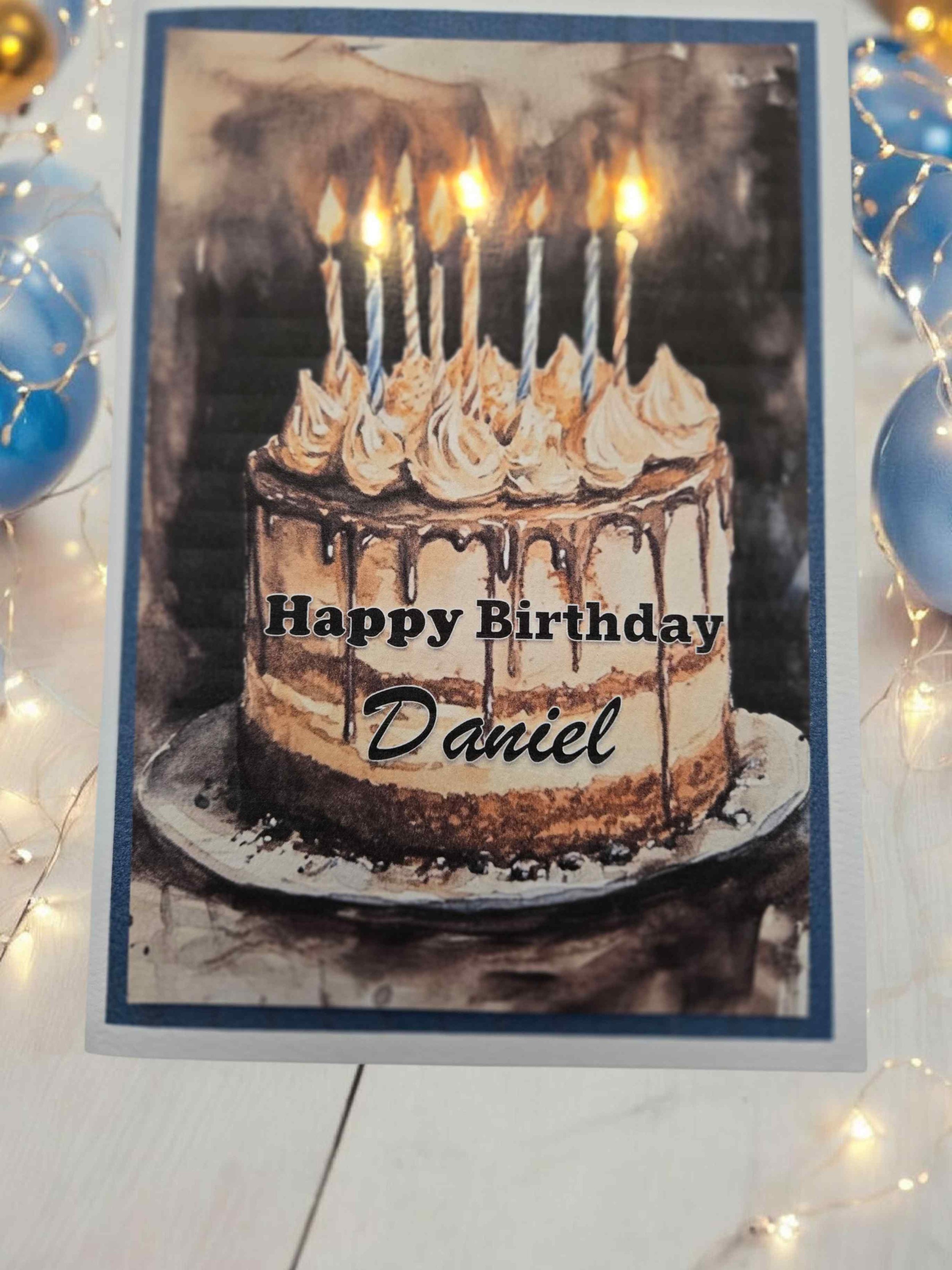 Personalised 'Light Up' Card - Any Occasion, Relation or Saying-A5 Card-Chocolate Cake