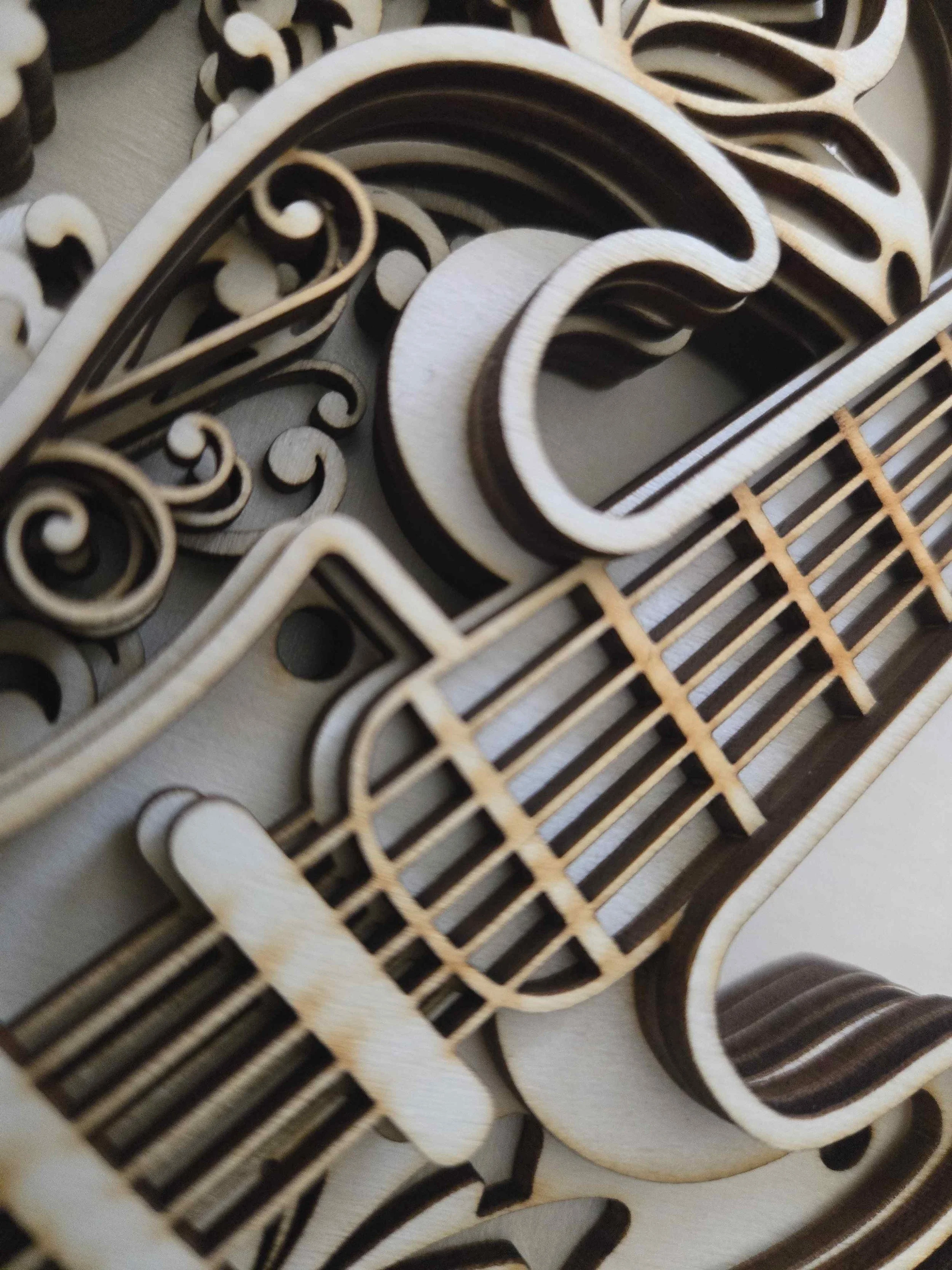 Close up of the Swirling Guitar Plaque showing the layers.jpg