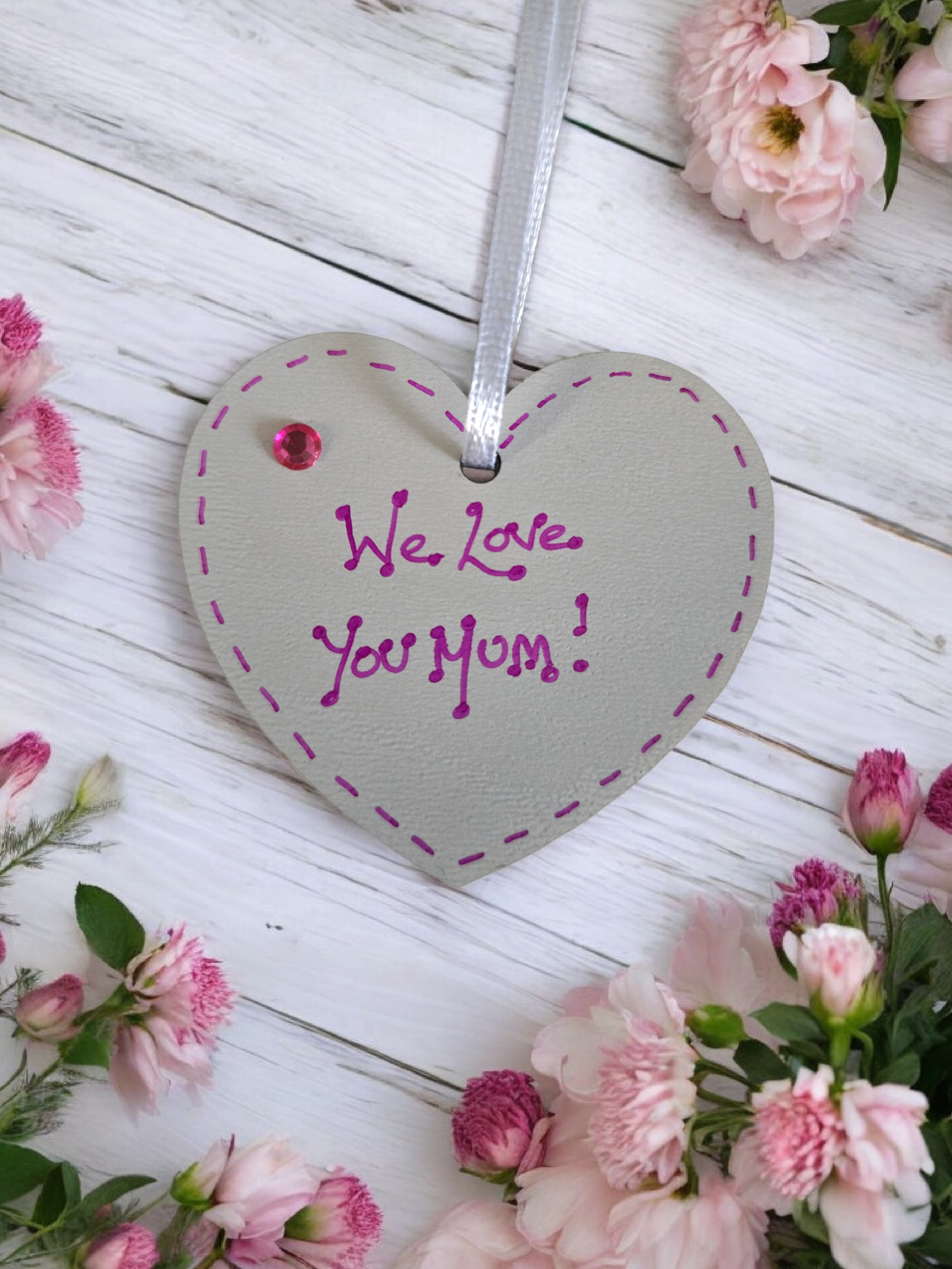 Personalised scented wooden tag and gift bag for a sensory 3D heart keepsake