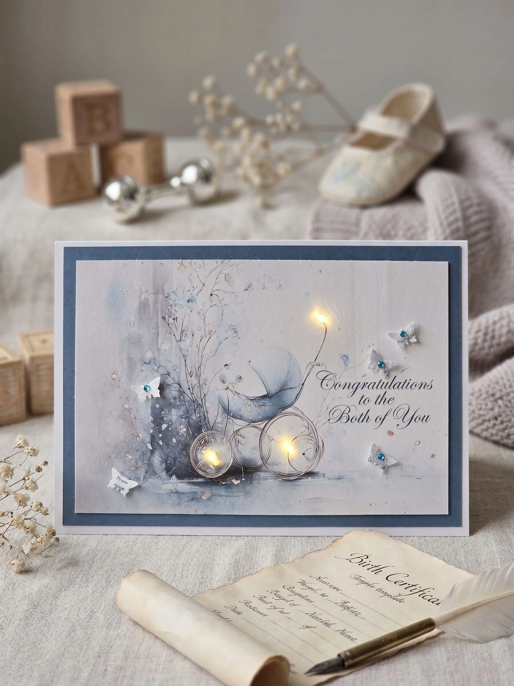 Personalised "Light-Up" New Baby Card – A5 Boxed Keepsake