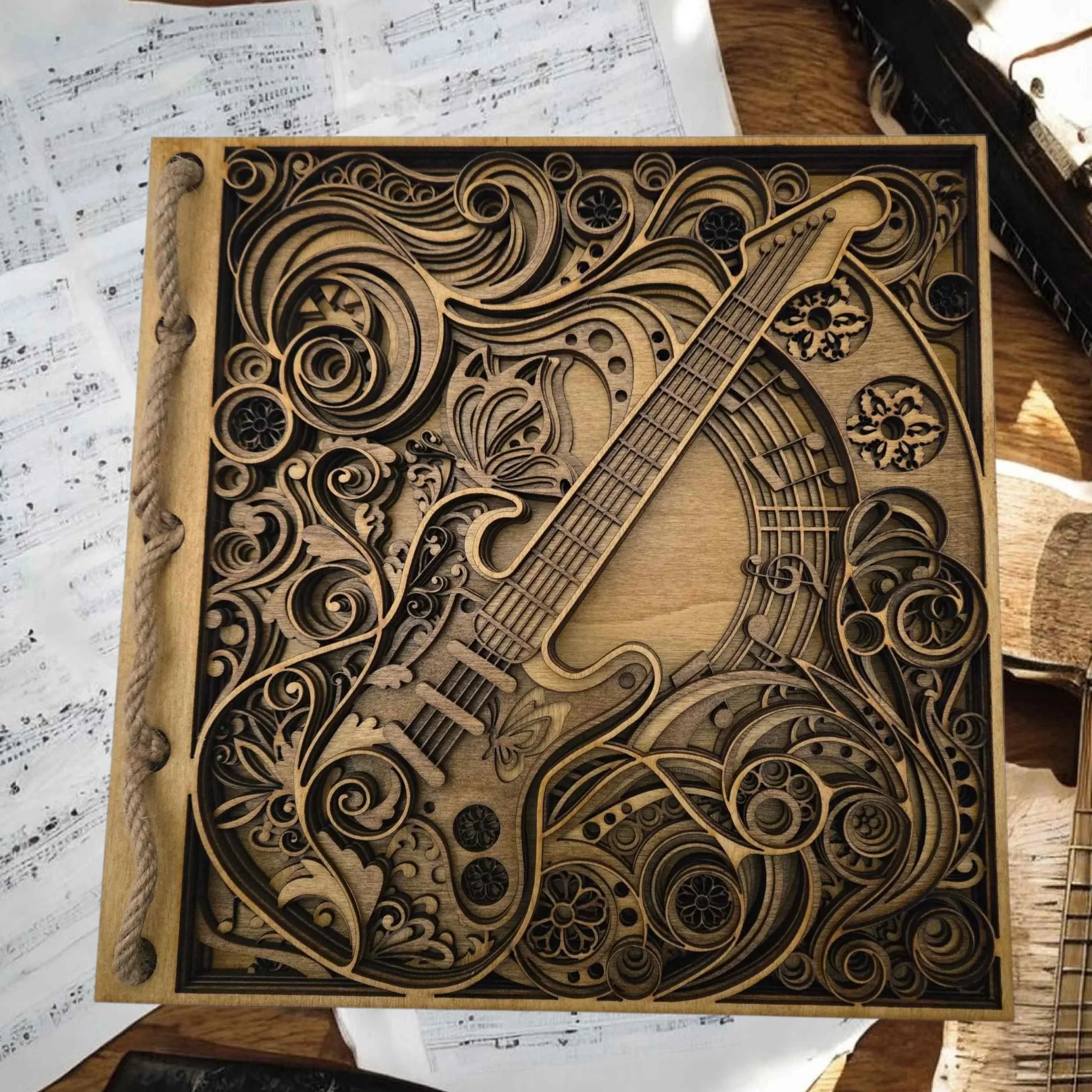 Artisan 3D guitar sculpture, laser engraved in our Herne Bay studio for UK delivery.