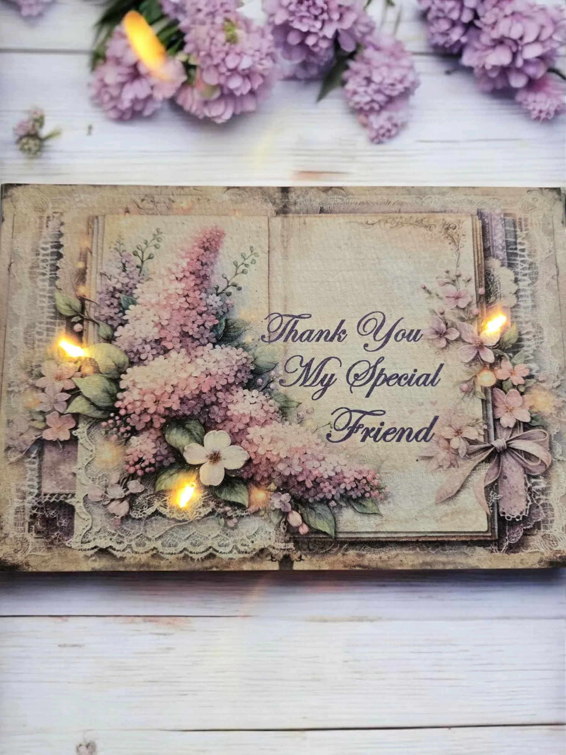 Personalised 'Light Up' Card - Any Occasion, Relation or Saying-A5 Card- Lilacs