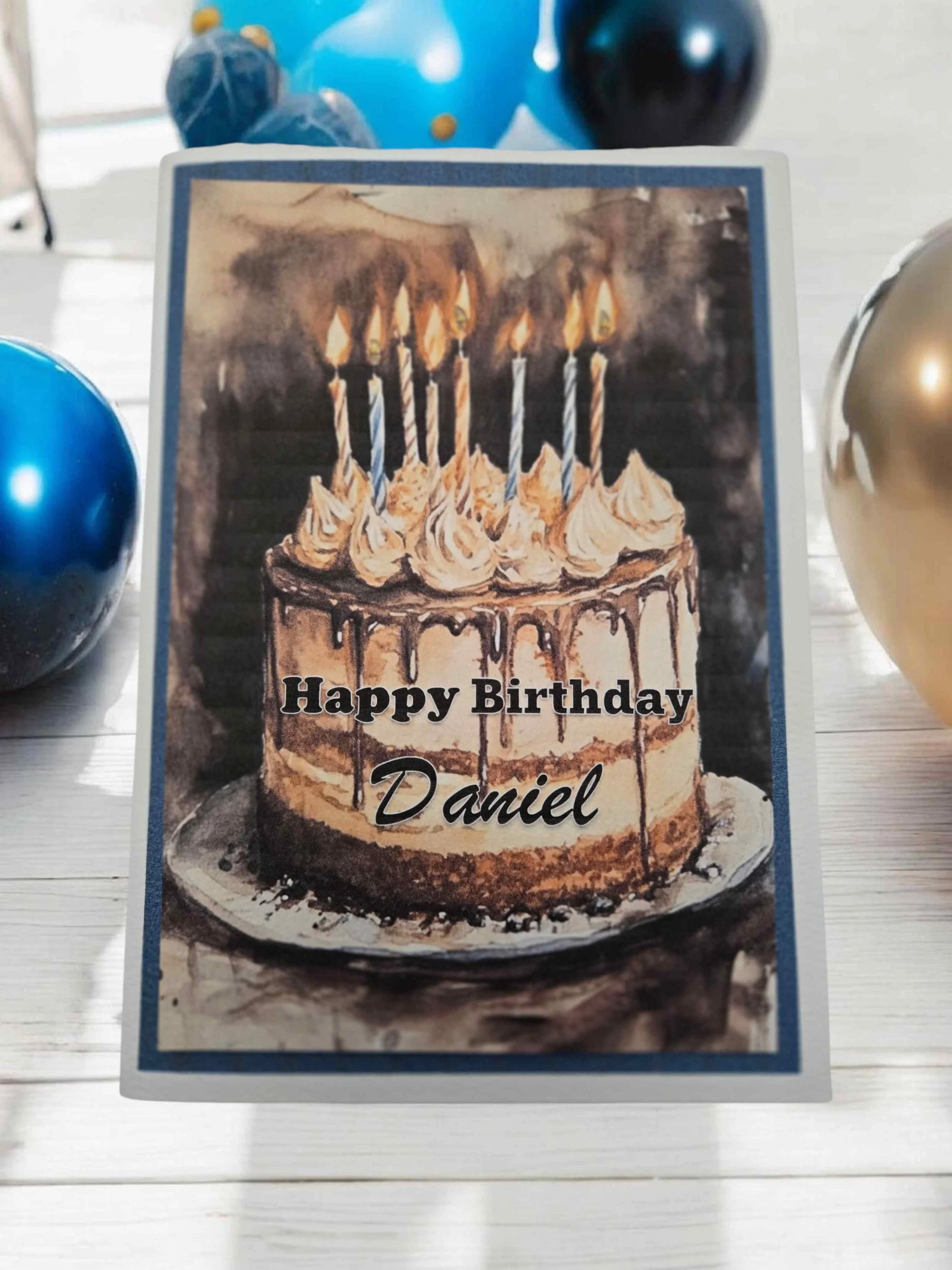 Light Up chocolate Birthday Cake Picture with balloons.jpg