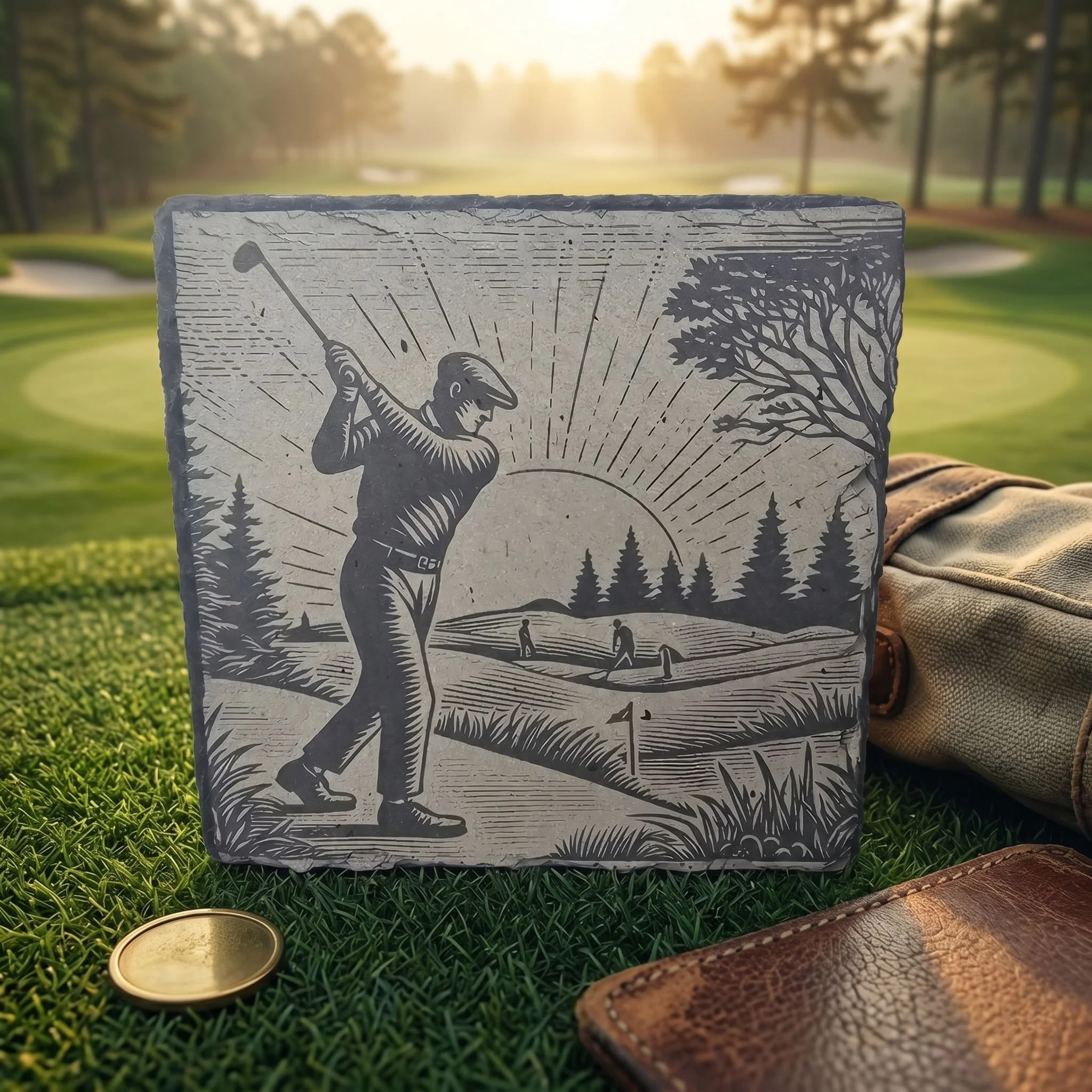 Golf Slate Coasters Set of 4 – Hand-Finished & Sealed