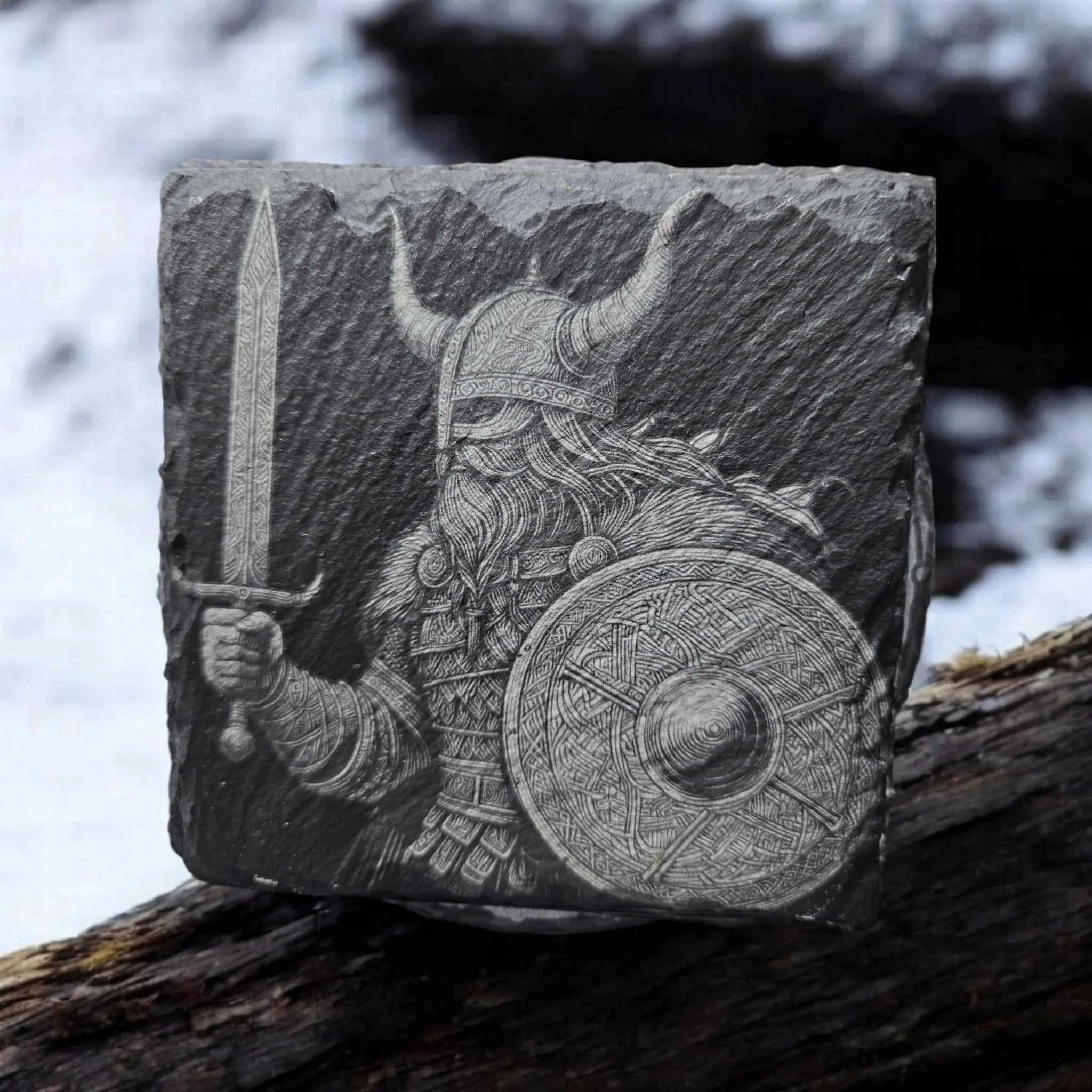 engraved slate - square Viking coaster