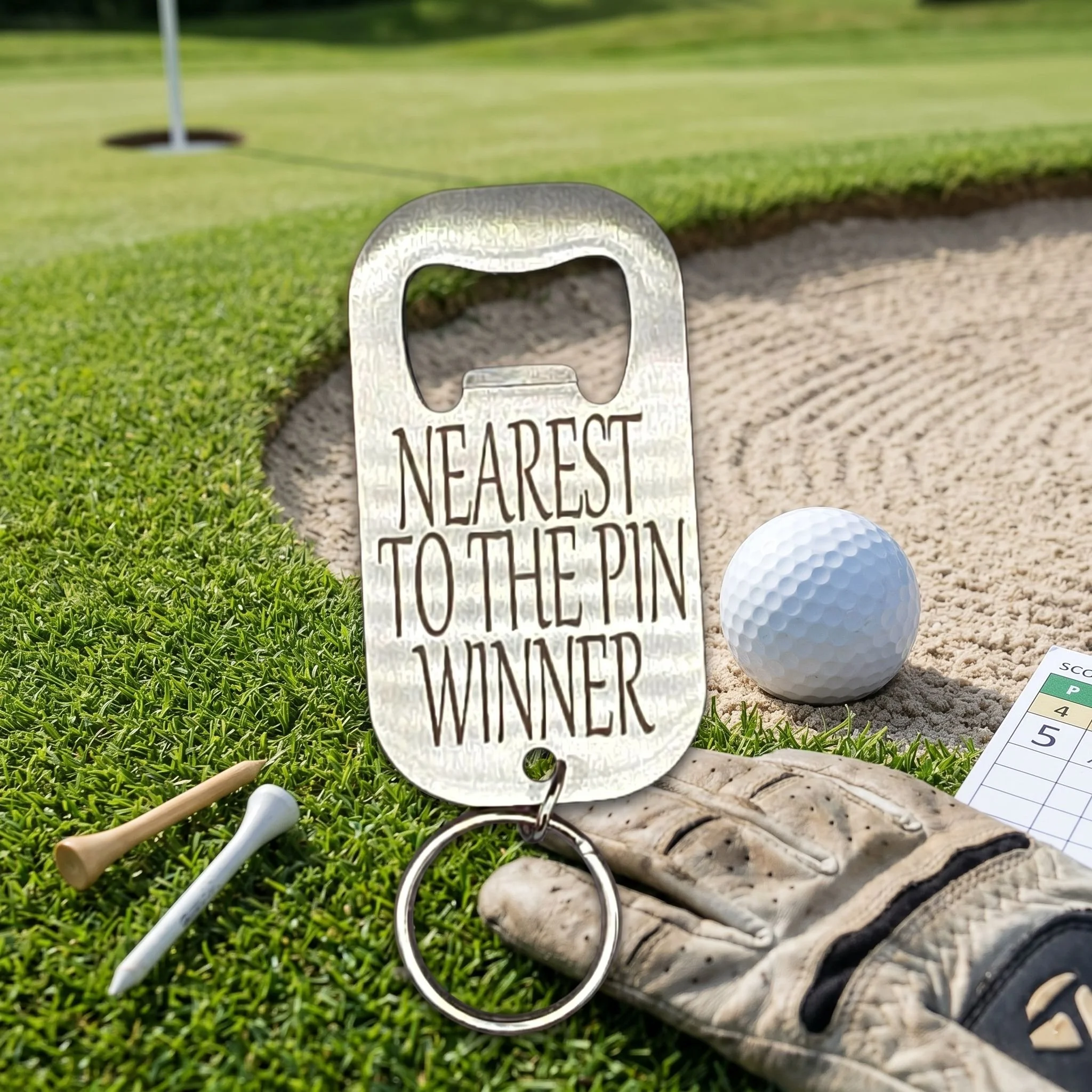 "Nearest to the Pin Winner" Double-Sided Engraved Stainless Steel Bottle Opener