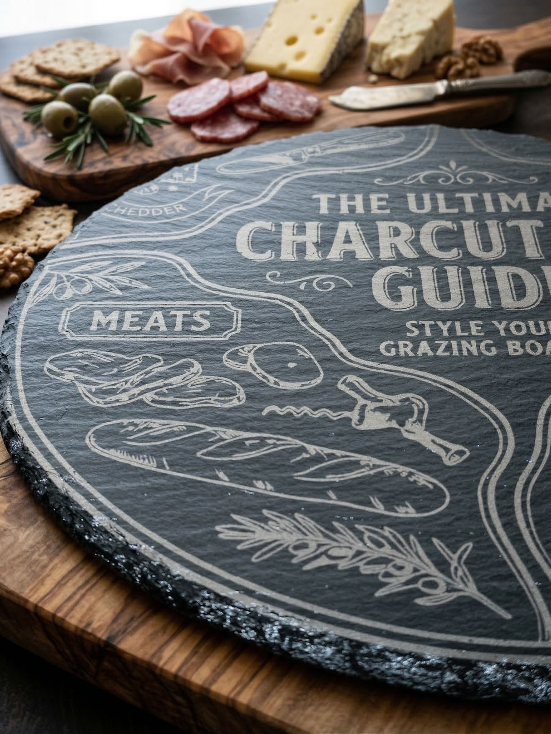 Close-up of intricate laser engravings featuring cheese, grapes, and meats.png