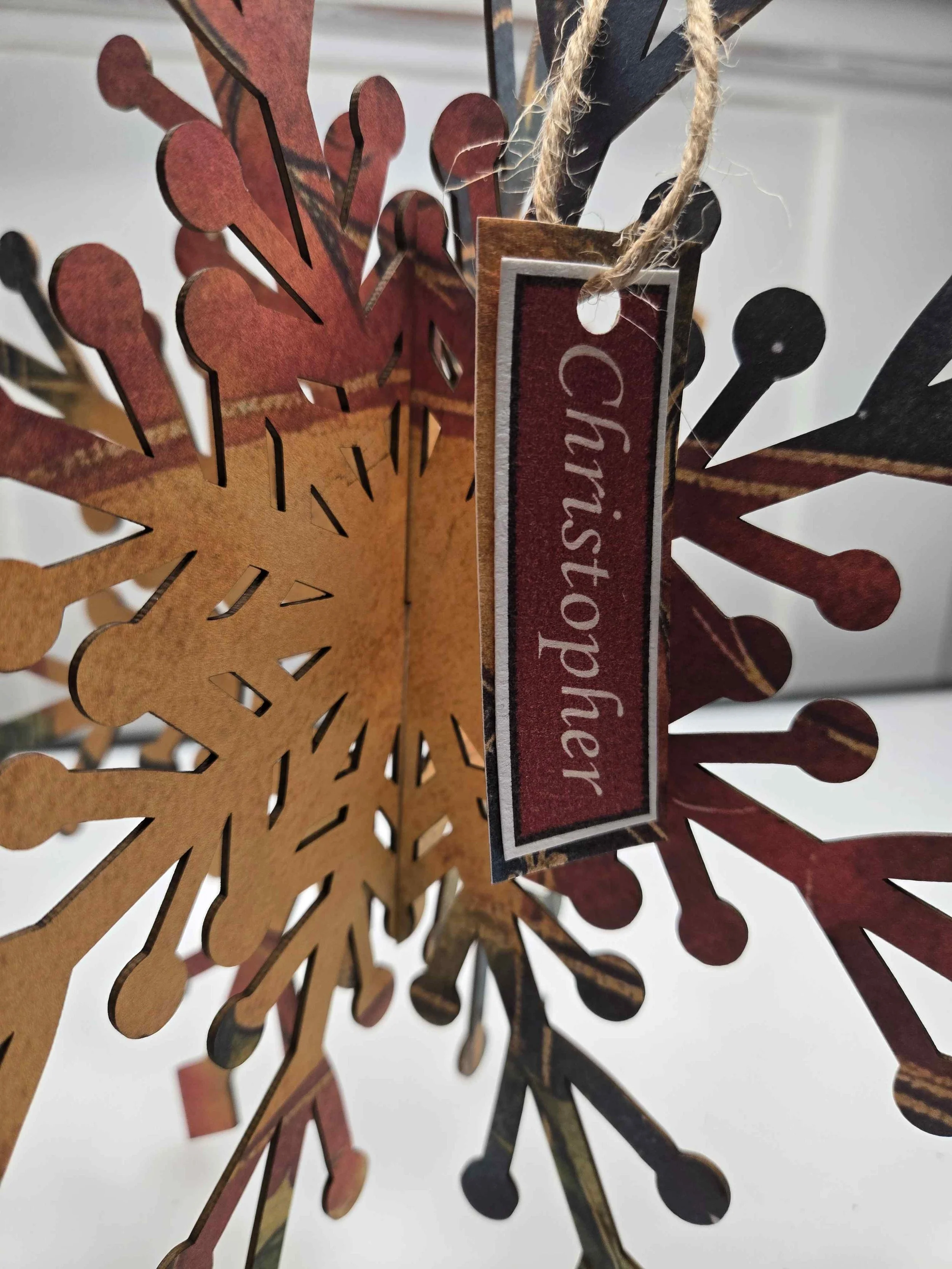 Freestanding Snowflake with name tag