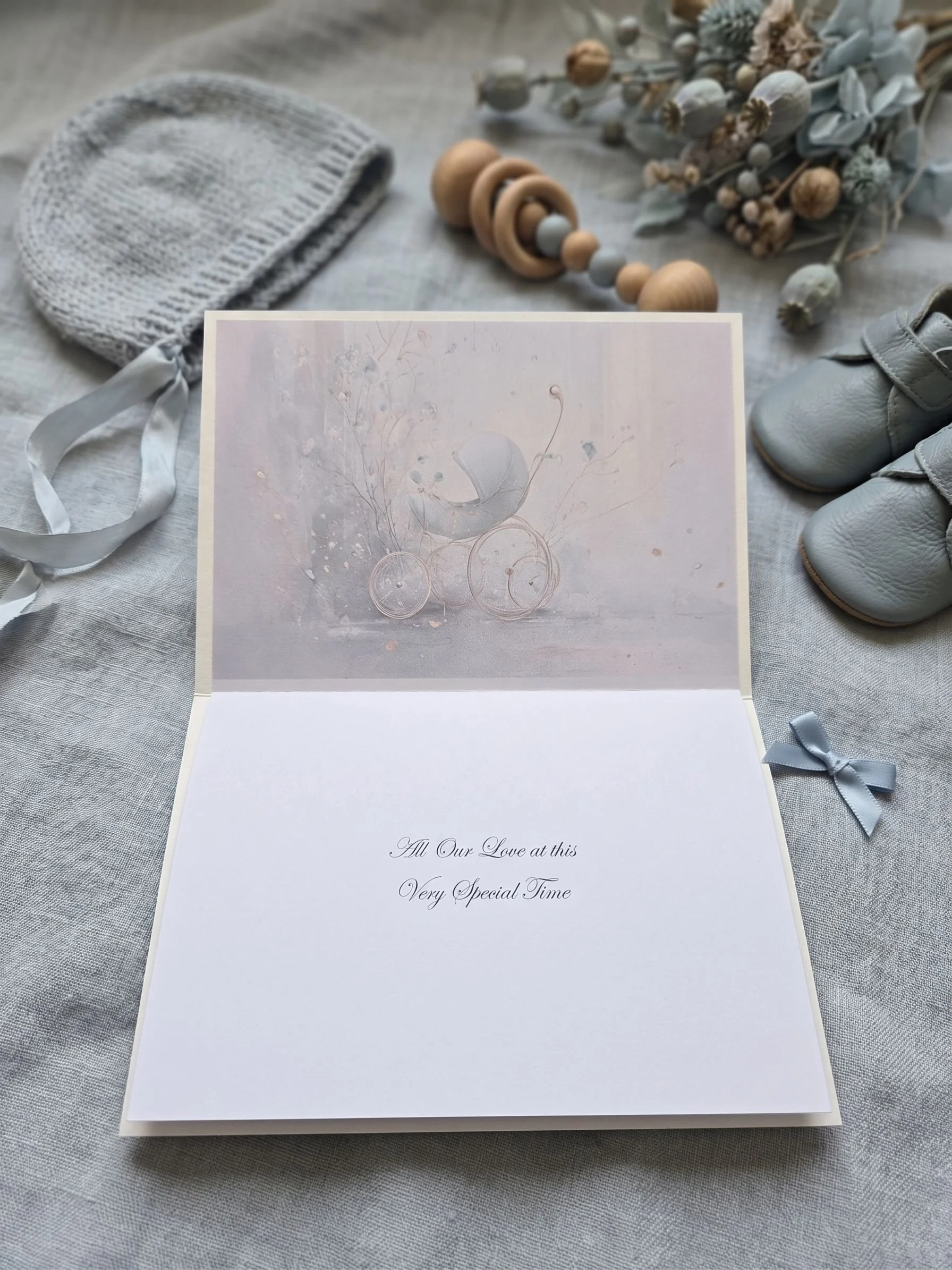 Open view of personalised new baby card with verse.jpg