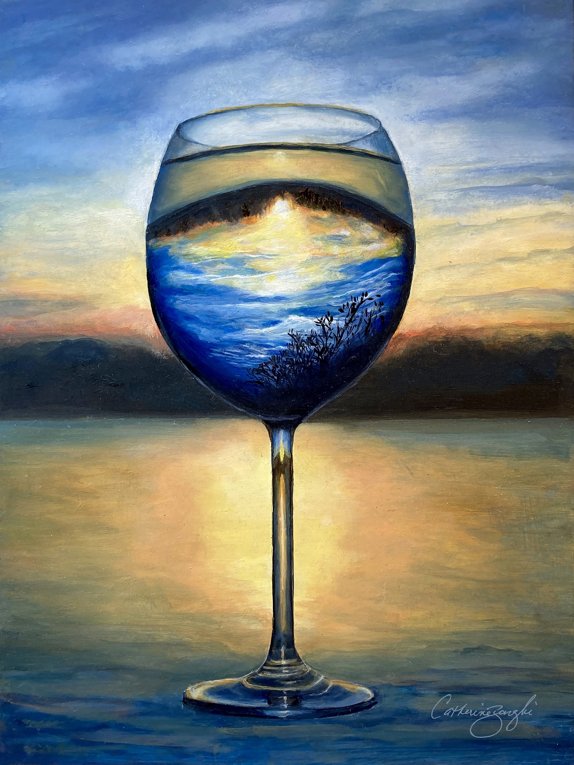 Sunset in a Glass | Original Painting